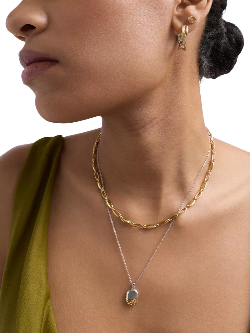 Astley Clarke gold and silver hoop earrings, imported from the UK