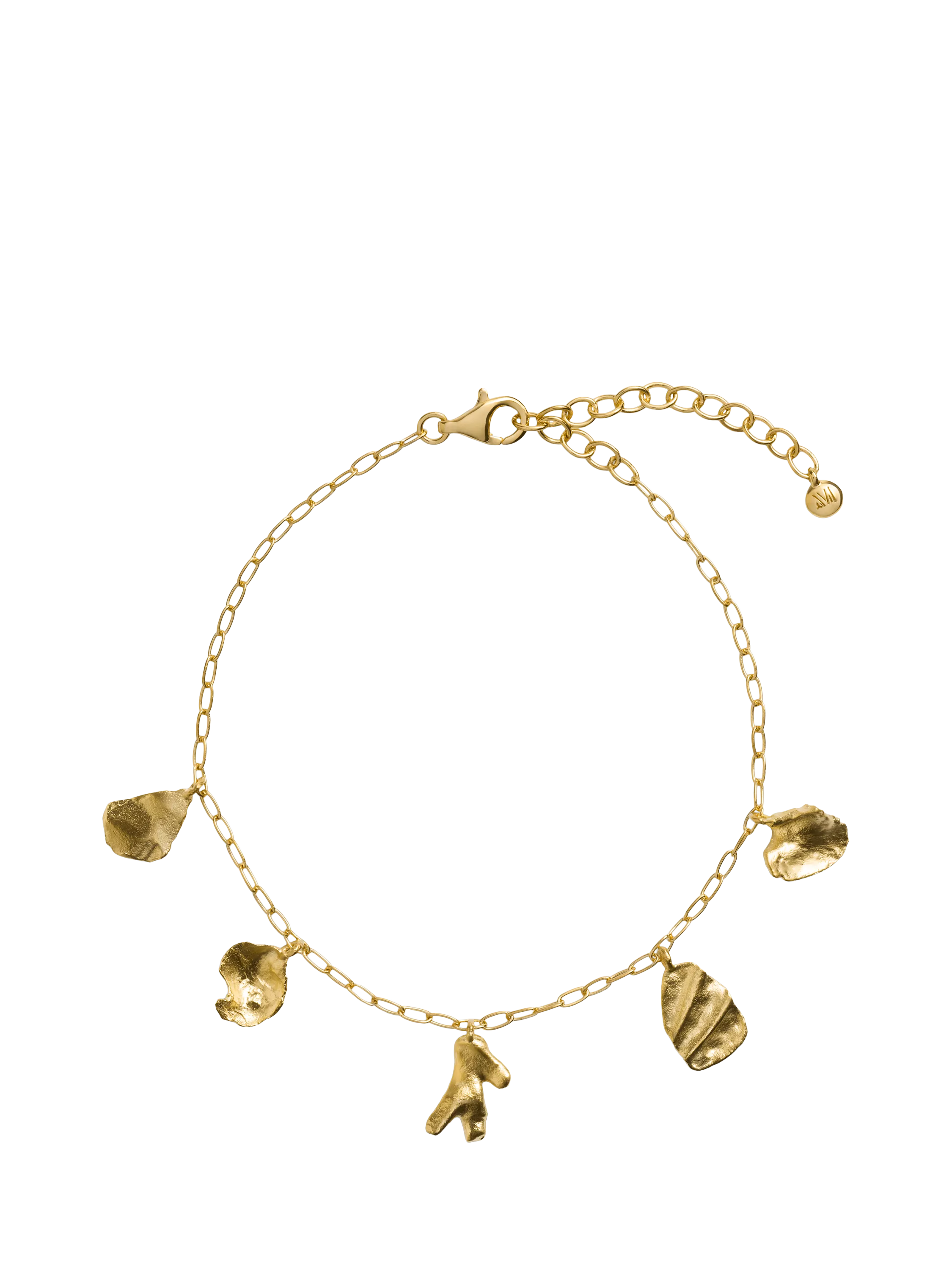 Monica Vinader gold shell charm bracelet, imported from the UK