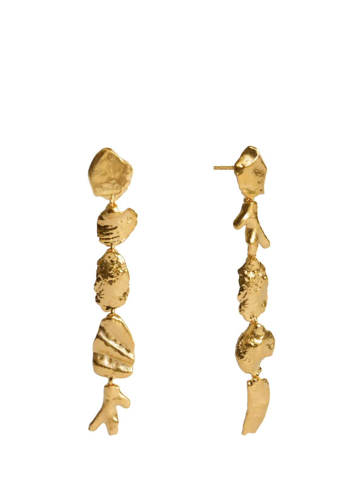 Monica Vinader asymmetric shell drop earrings gold vermeil - British product