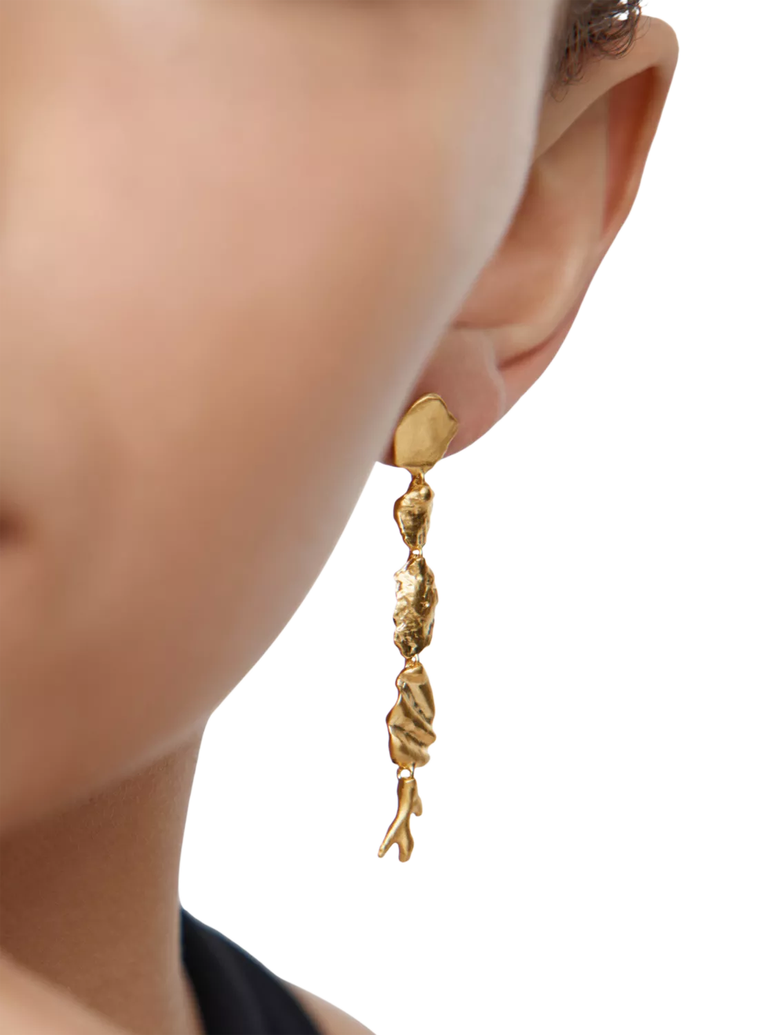 Monica Vinader asymmetric shell drop earrings gold vermeil - British product