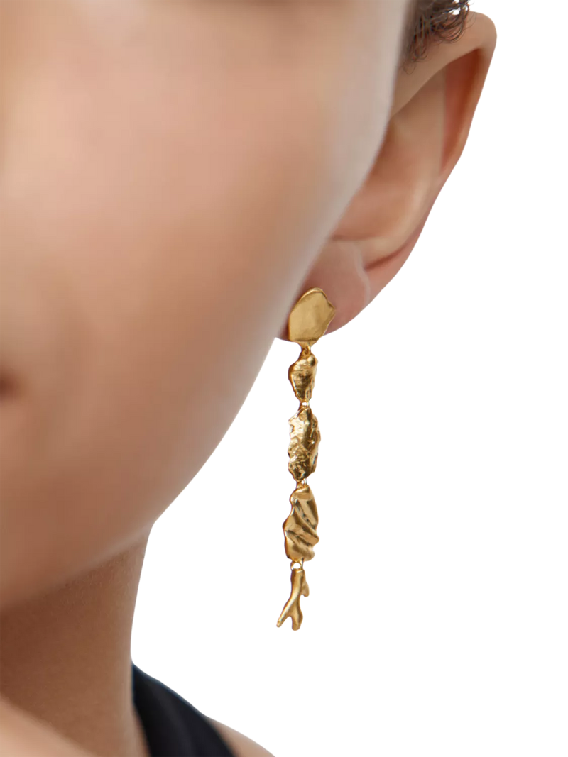 Monica Vinader asymmetric shell drop earrings gold vermeil - British product