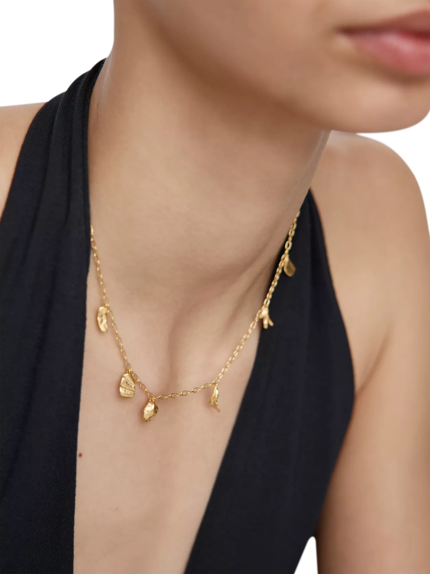 Monica Vinader asymmetric shell fragment necklace gold vermeil (British brand)