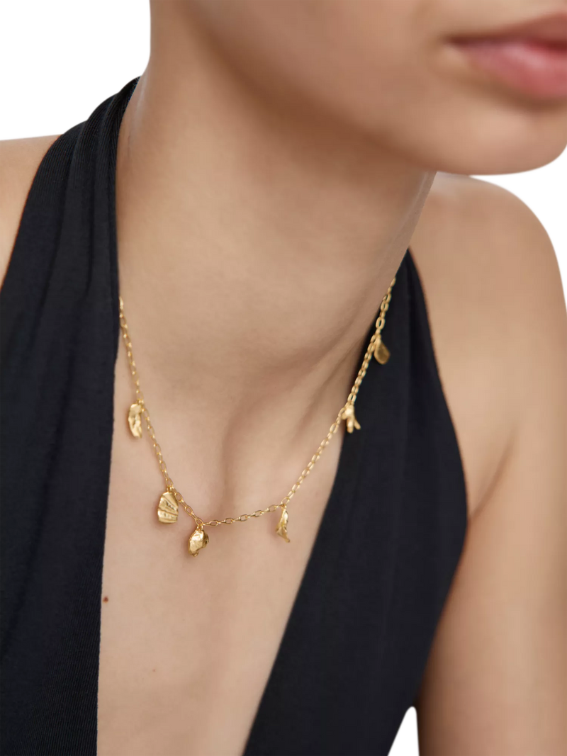 Monica Vinader asymmetric shell fragment necklace gold vermeil (British brand)