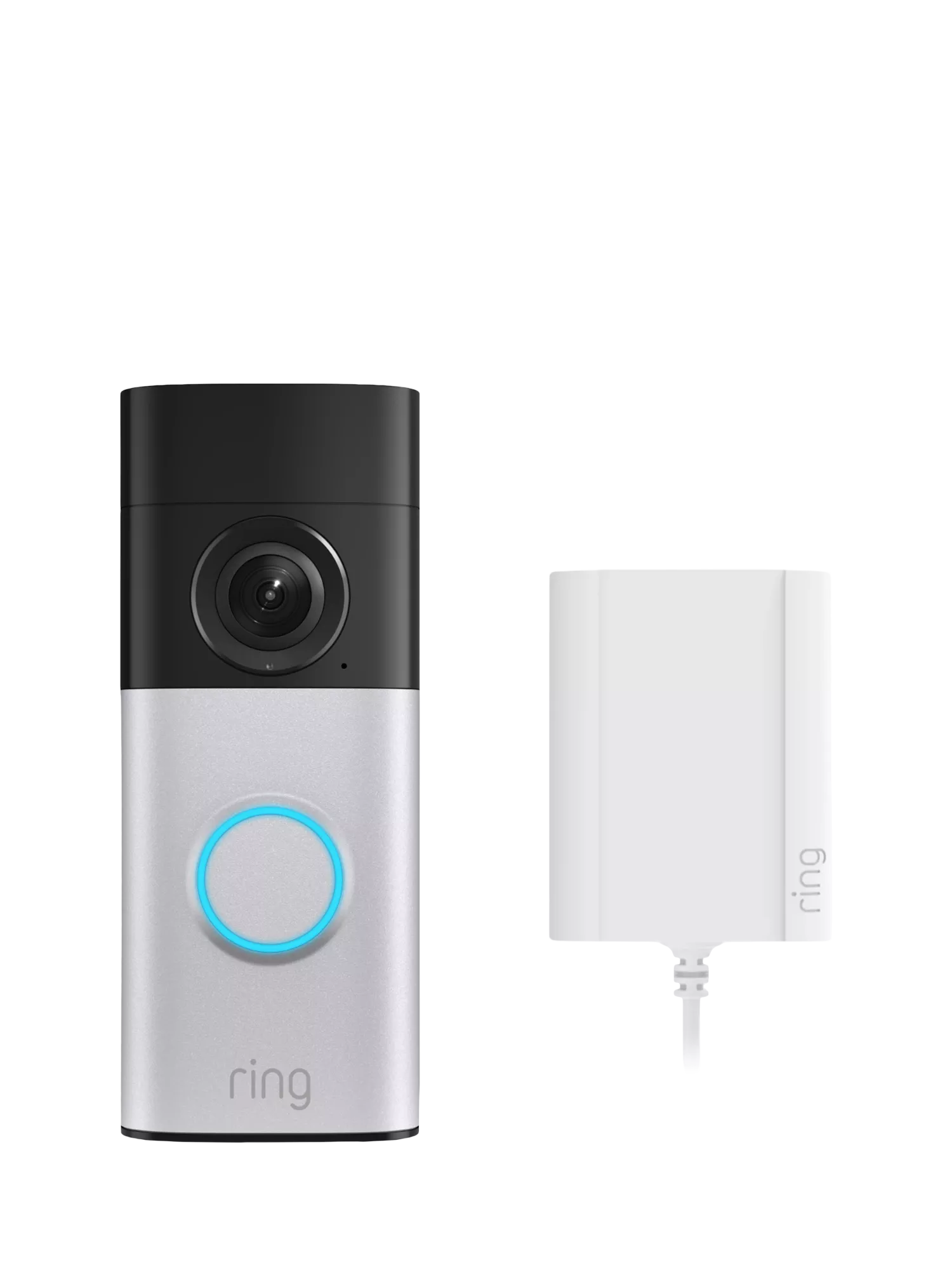 Ring Wired Video Doorbell Plus (2nd Generation) with Plug-In Adapter, Nickel Silver