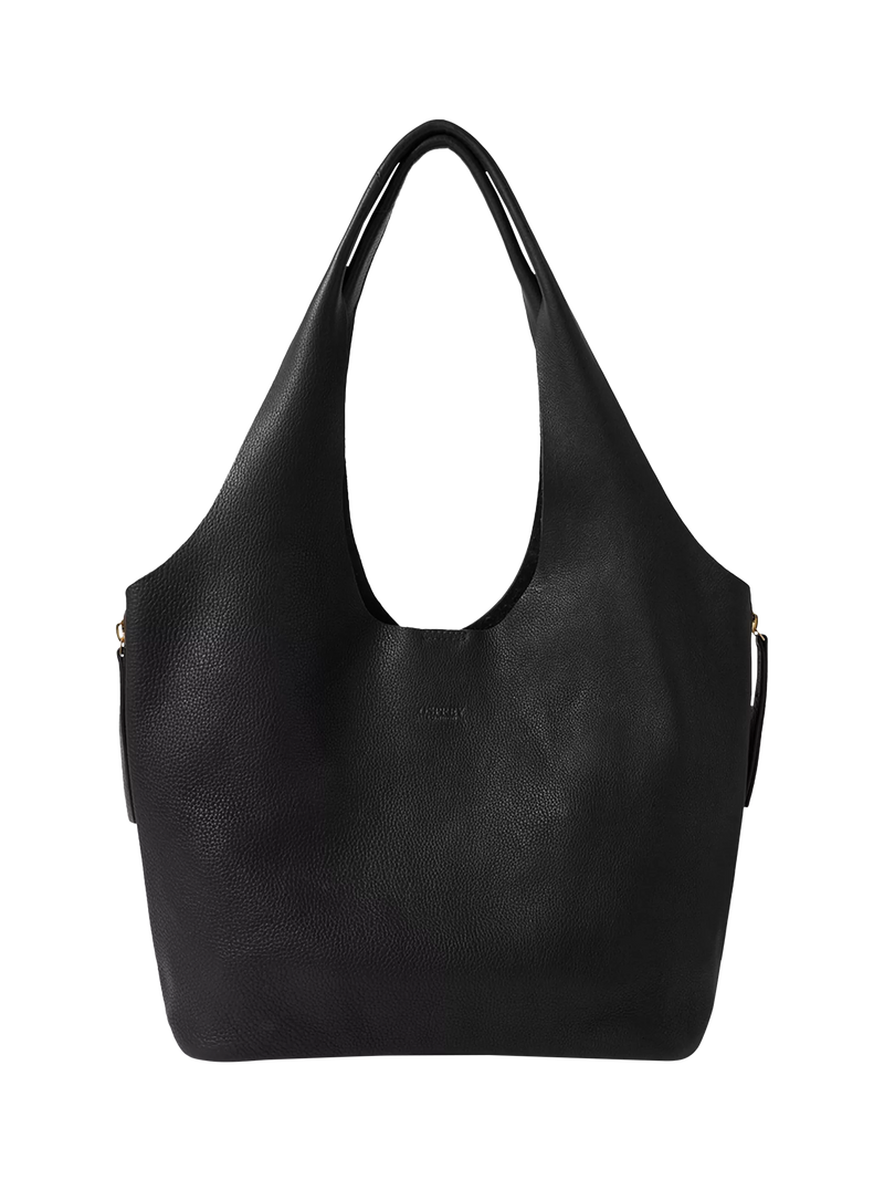 OSPREY LONDON Leather Slouch Hobo Bag, Black