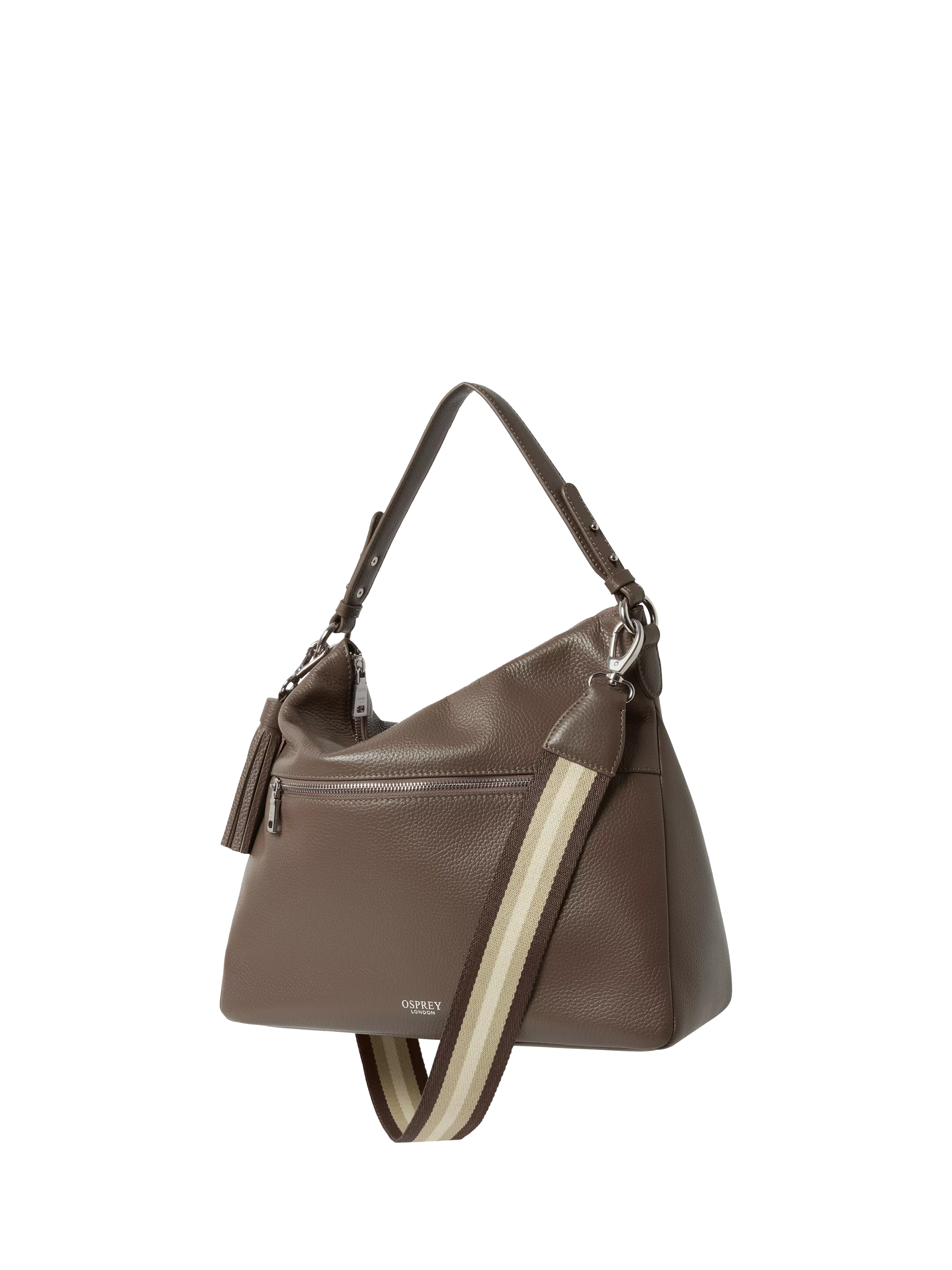 OSPREY LONDON Stella Leather Hobo Bag, Dark Truffle
