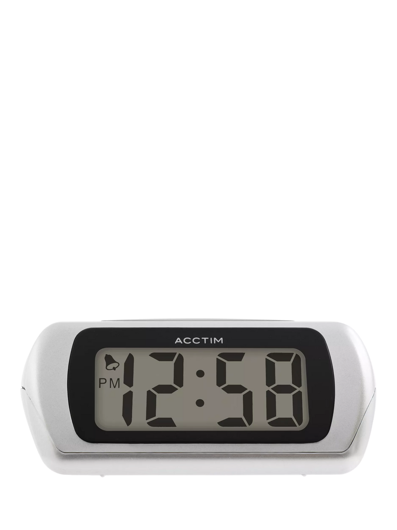 Acctim Auric digital alarm clock in silver - British product