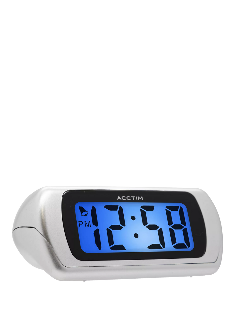 Acctim Auric digital alarm clock in silver - British product