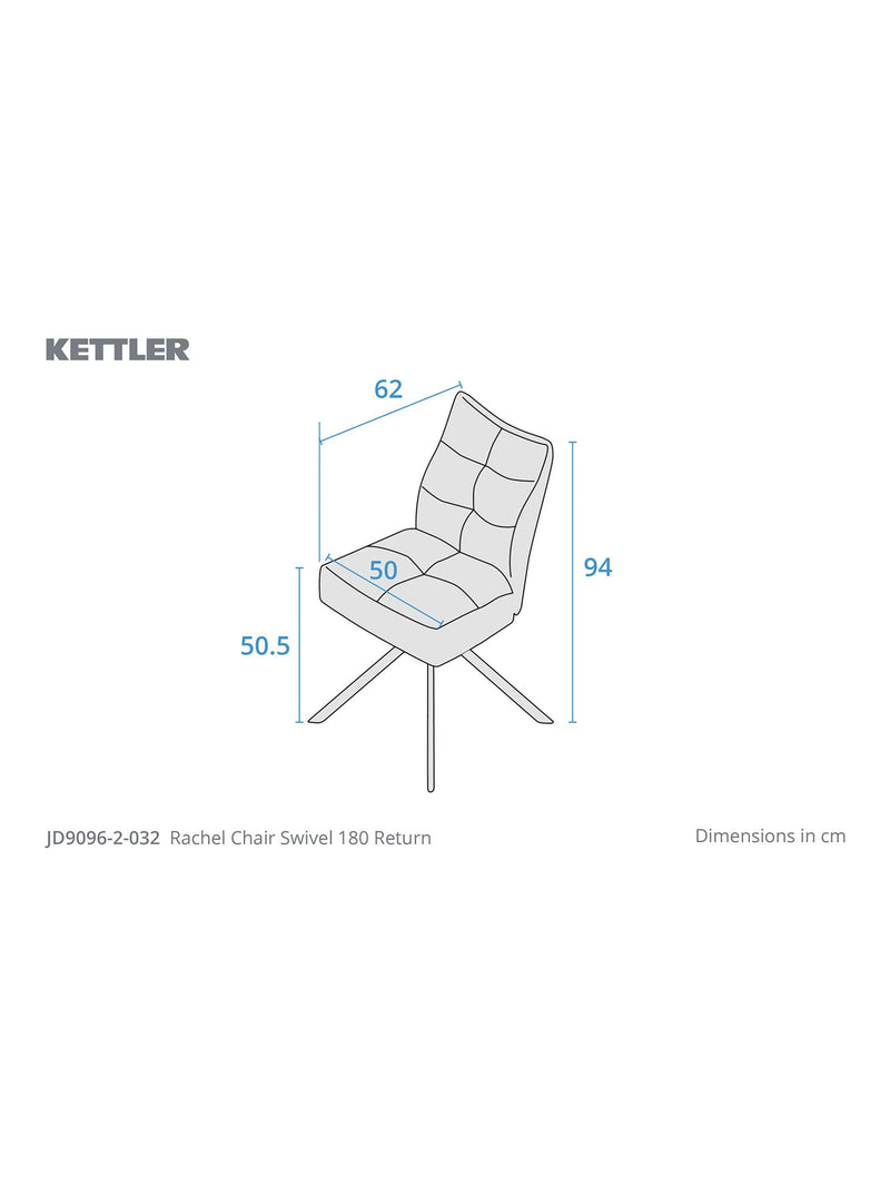 KETTLER Rachel swivel dining chair set of 2 in sand, imported from the UK