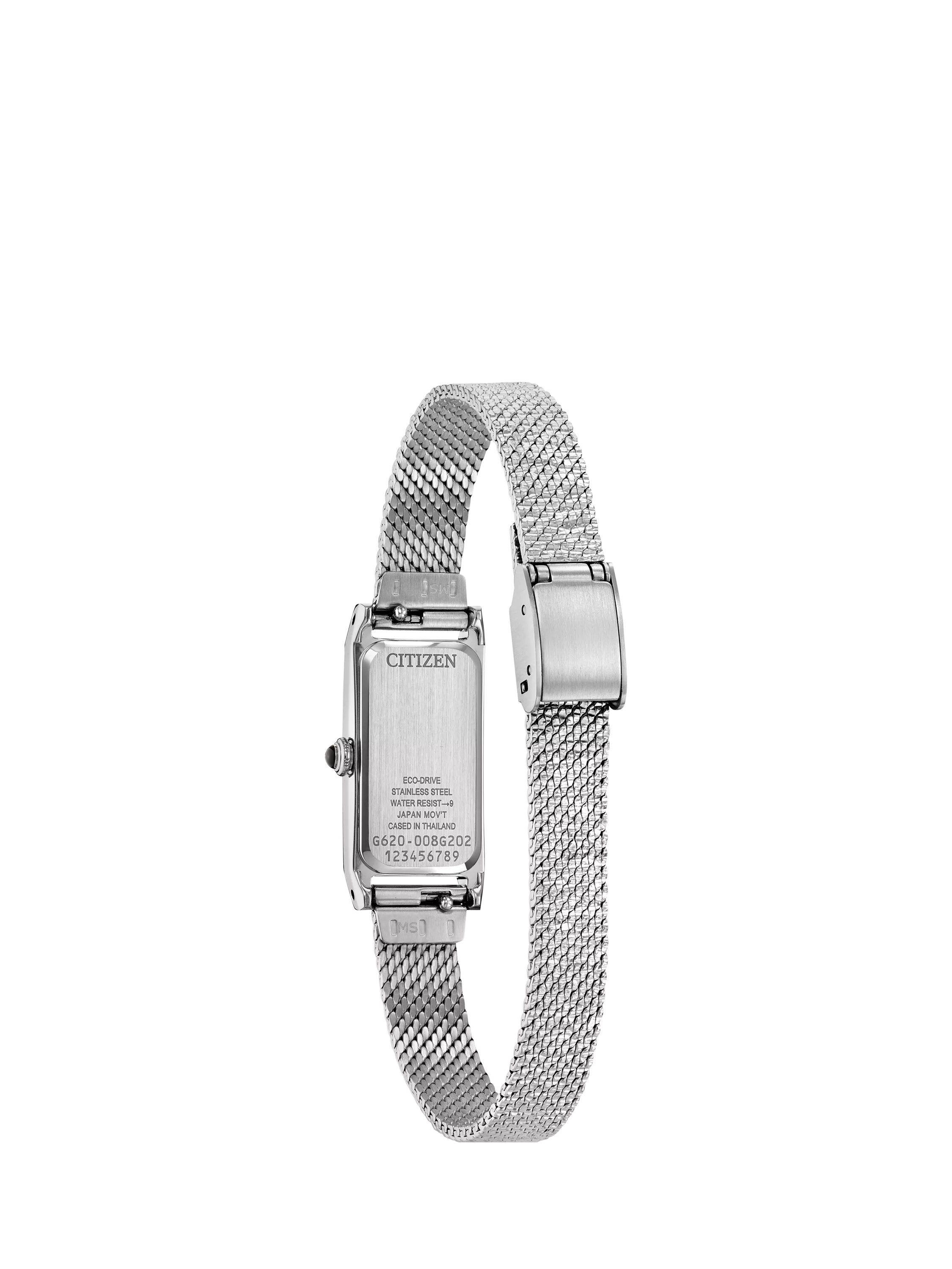 Citizen Fio women's rectangular watch with stainless steel strap, UK version