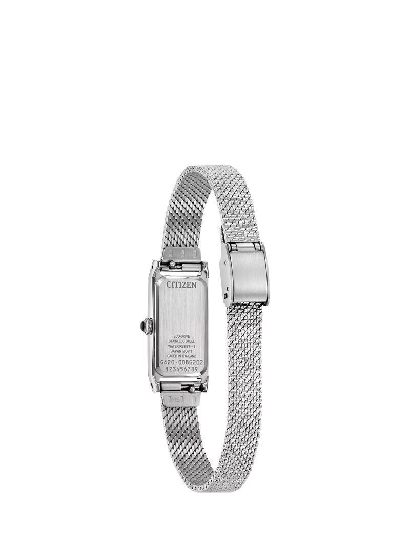 Citizen Fio women's rectangular watch with stainless steel strap, UK version