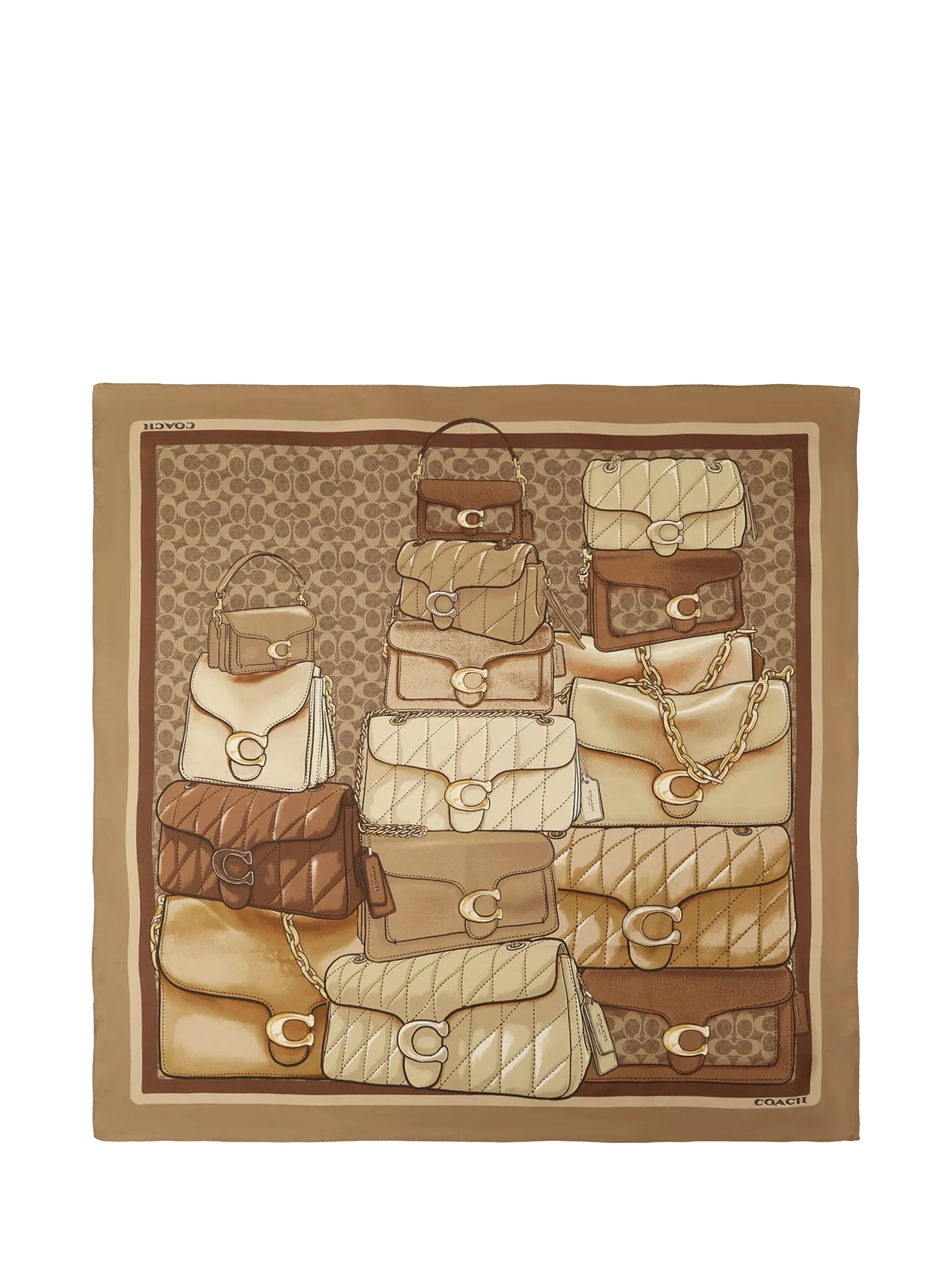 Coach silk scarf Stacked Tabby print Tan (British brand)