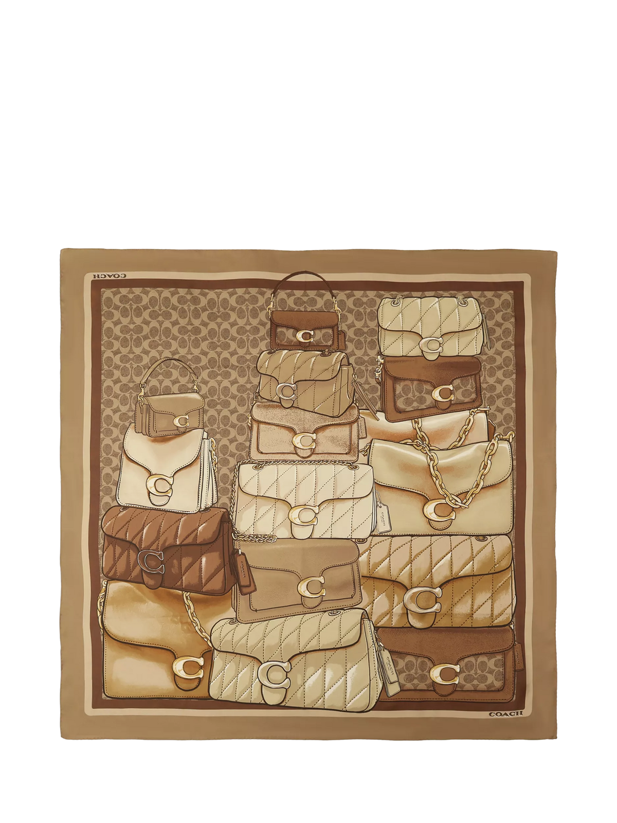 Coach silk scarf Stacked Tabby print Tan (British brand)