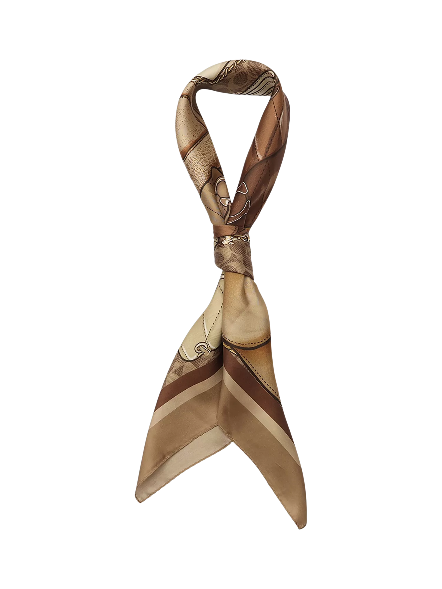 Coach silk scarf Stacked Tabby print Tan (British brand)