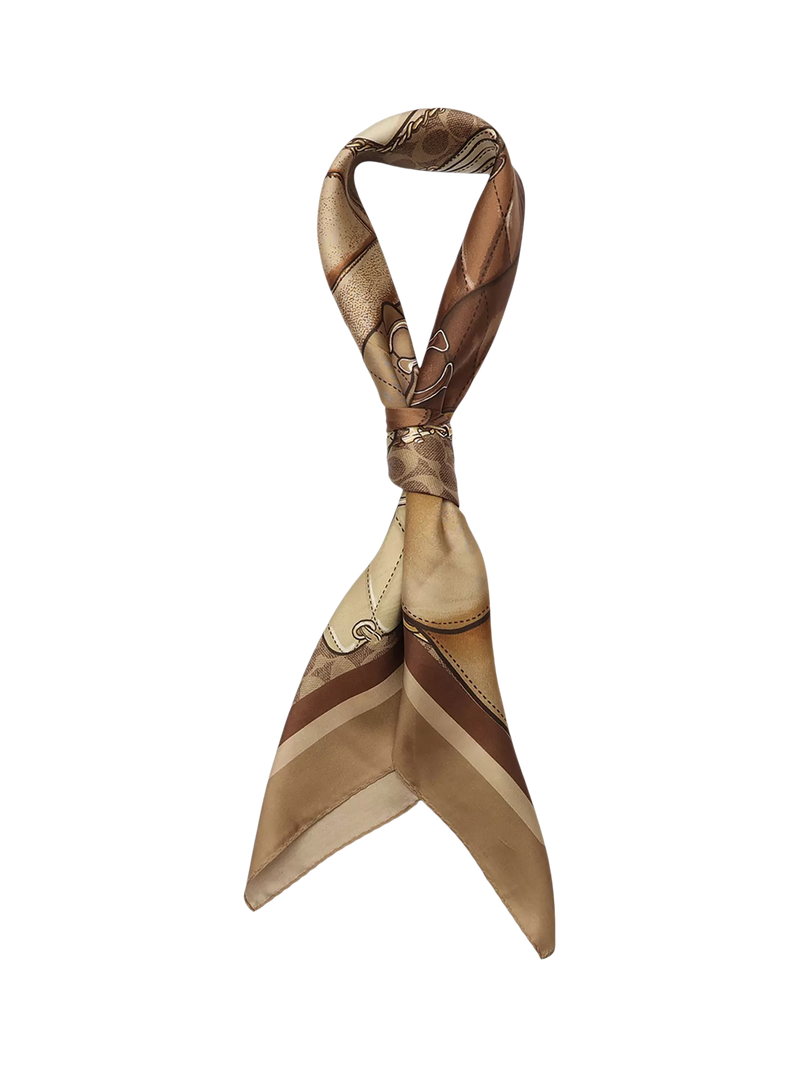 Coach silk scarf Stacked Tabby print Tan (British brand)
