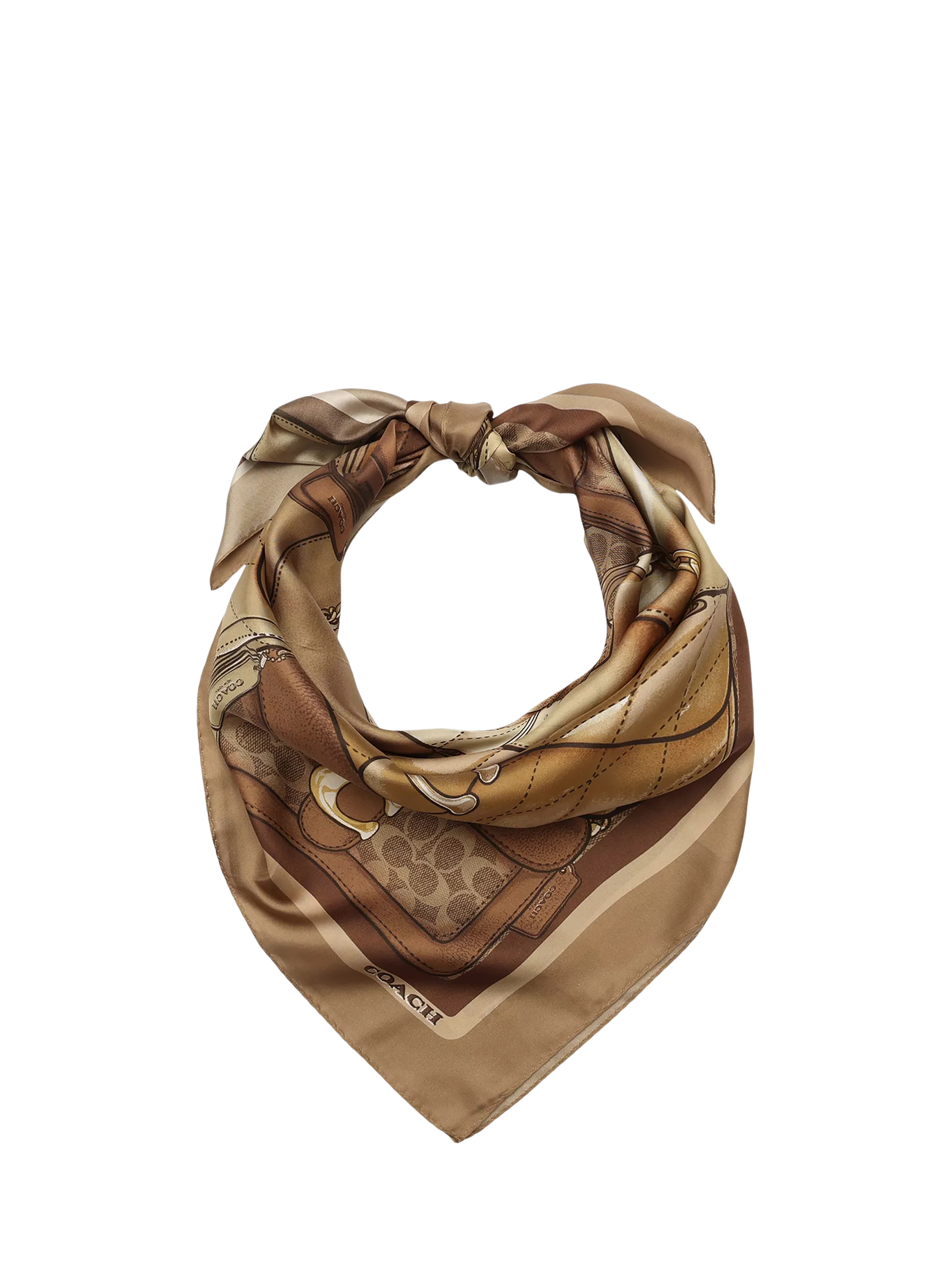 Coach silk scarf Stacked Tabby print Tan (British brand)