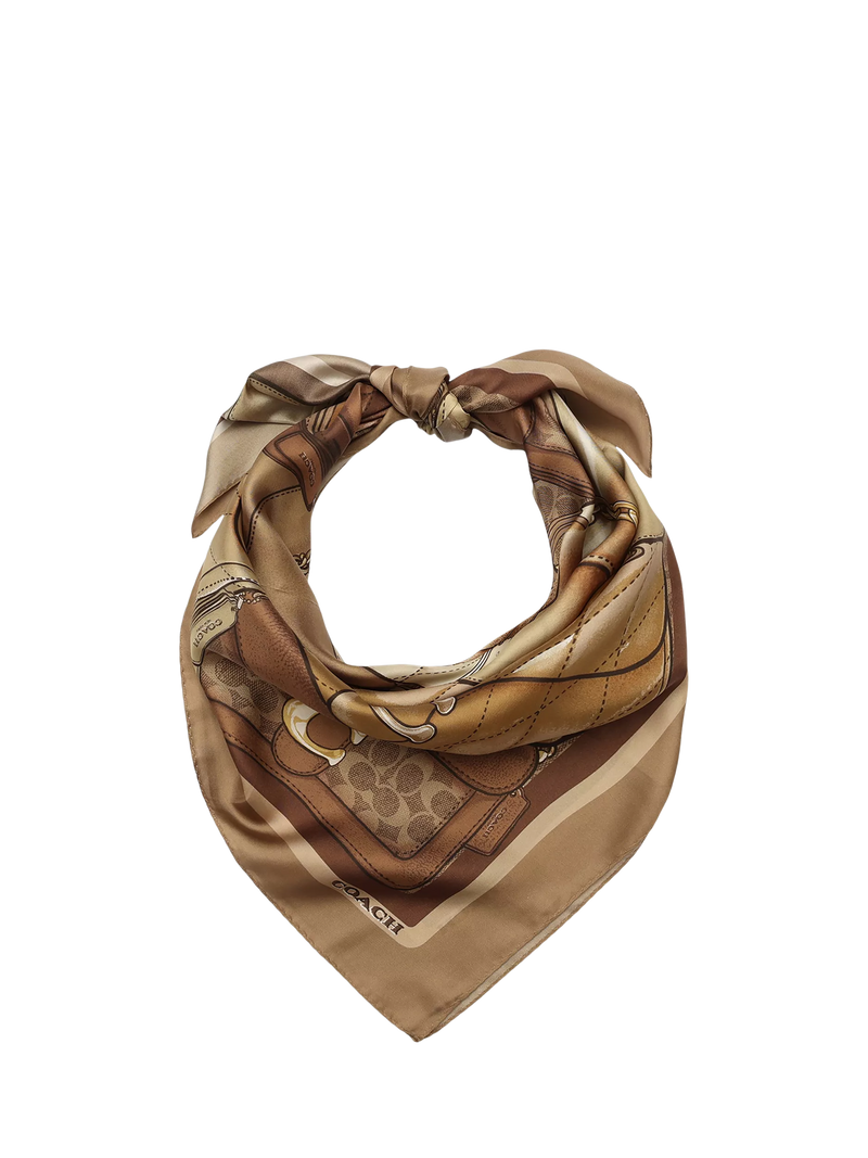 Coach silk scarf Stacked Tabby print Tan (British brand)