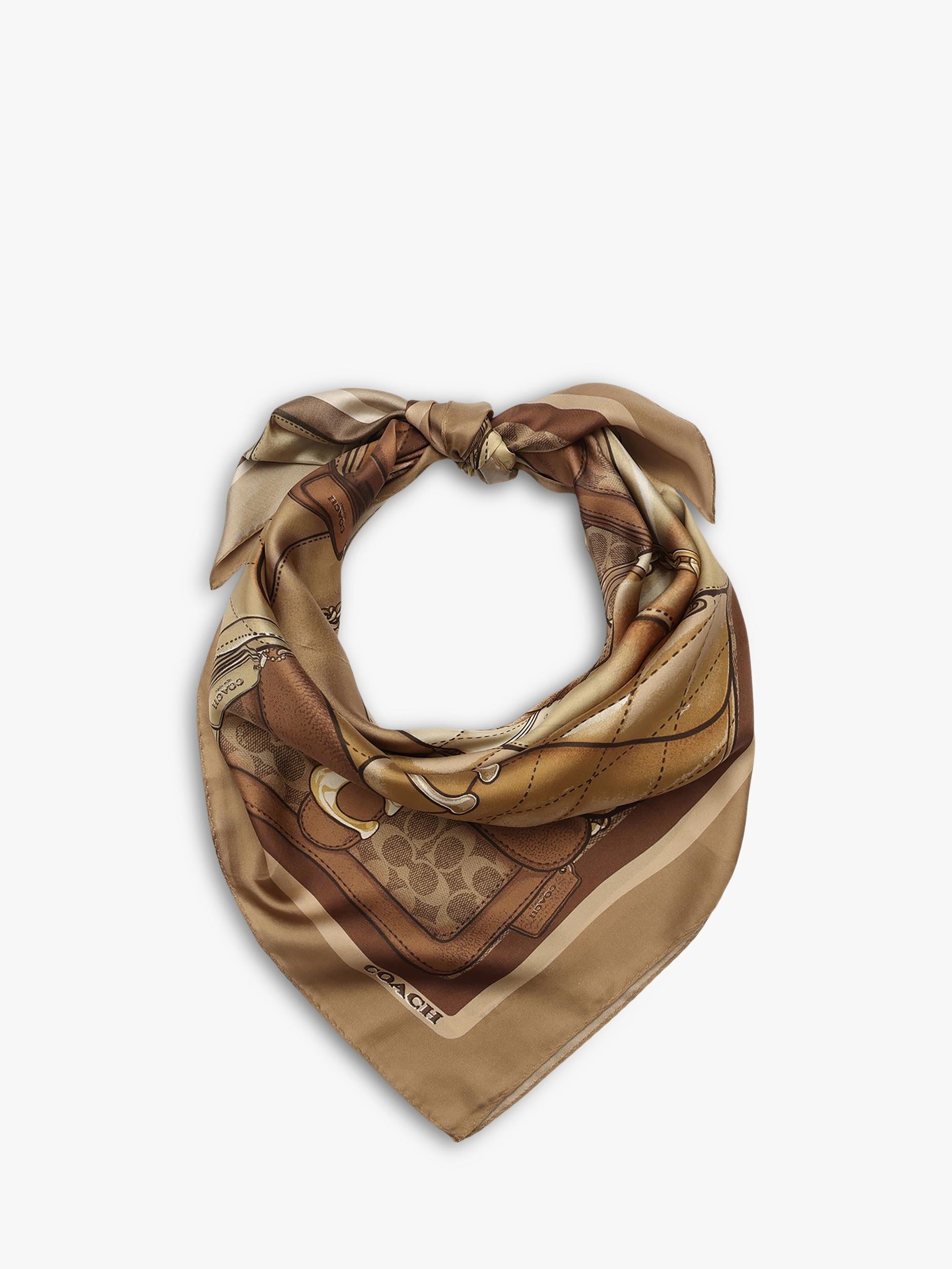 Coach silk scarf Stacked Tabby print Tan (British brand)