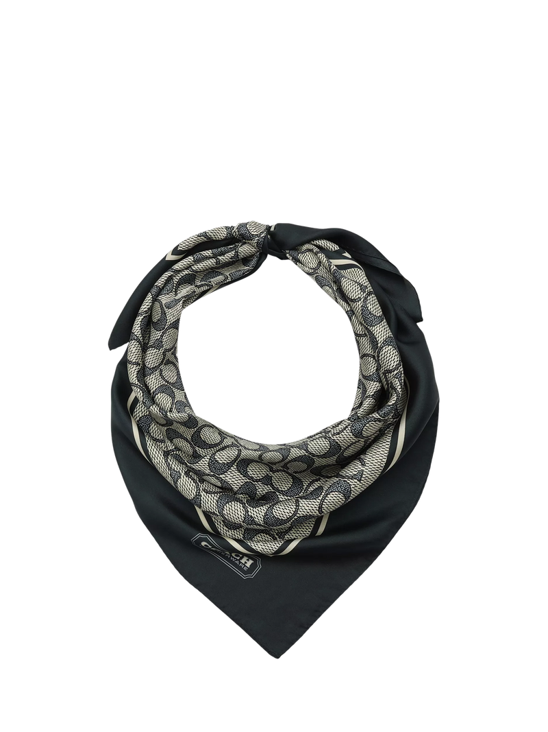 Coach silk scarf navy signature pattern - British product