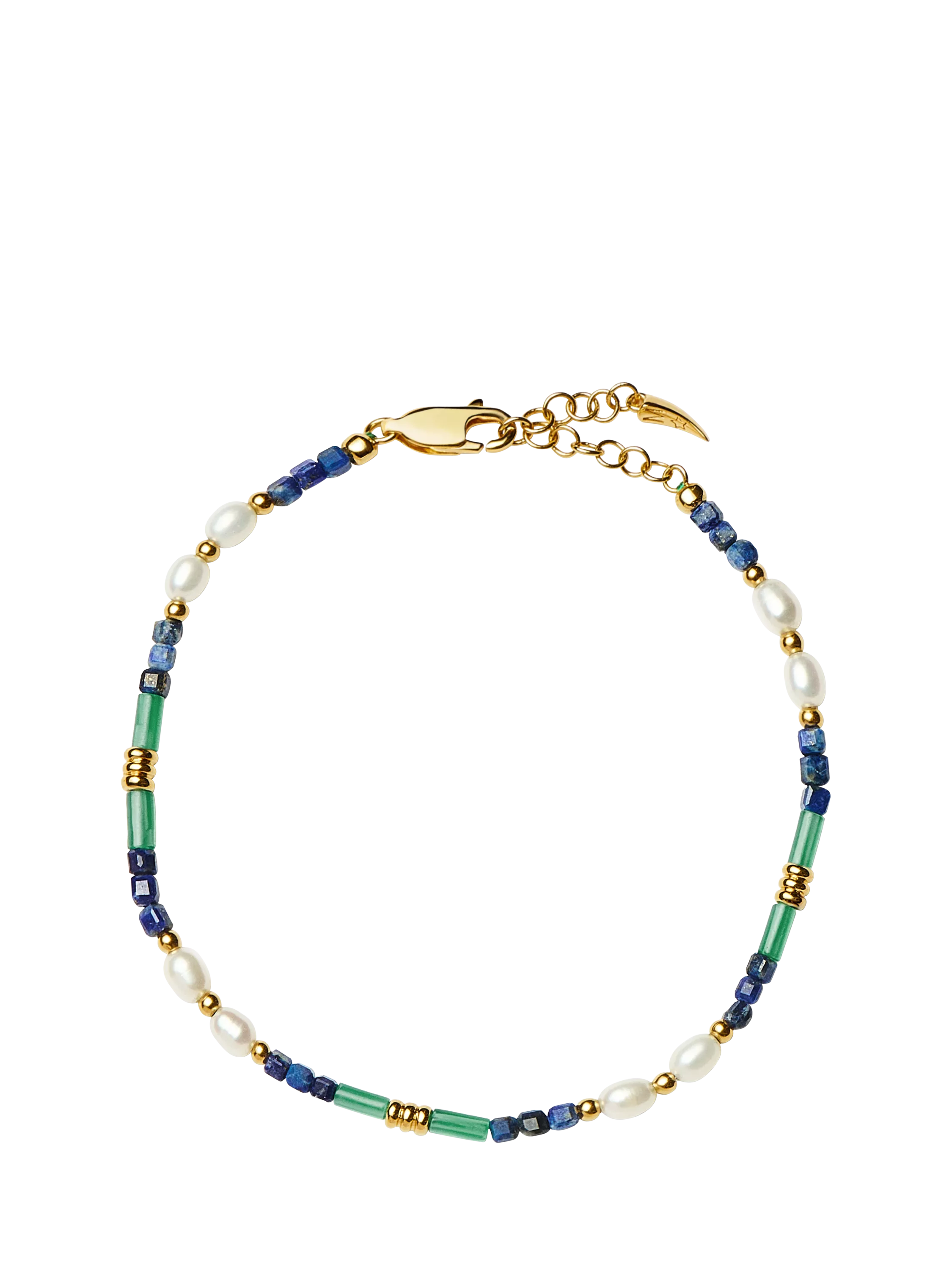 Missoma beaded gemstone bracelet with lapis lazuli, onyx and pearls, UK version