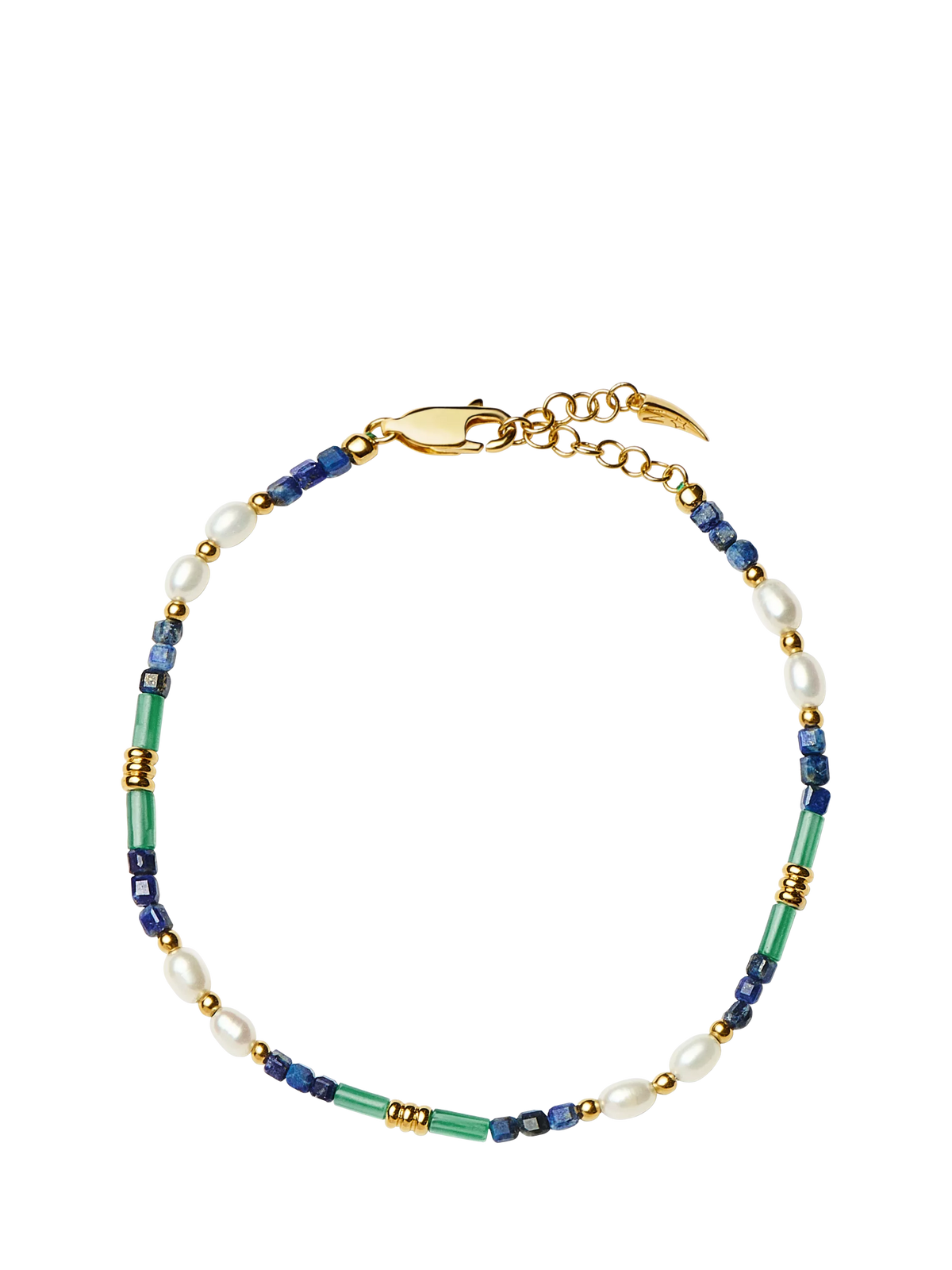Missoma beaded gemstone bracelet with lapis lazuli, onyx and pearls, UK version