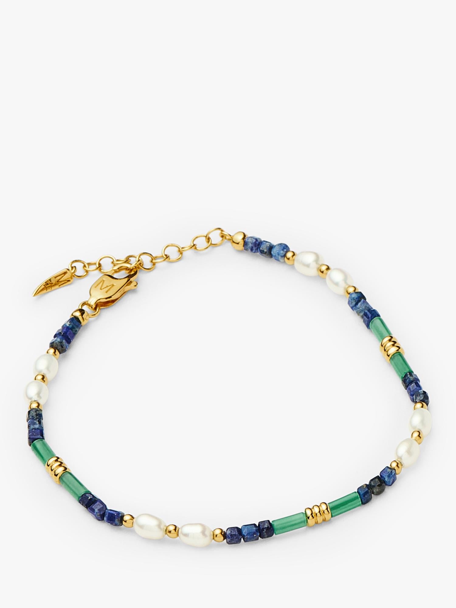 Missoma beaded gemstone bracelet with lapis lazuli, onyx and pearls, UK version