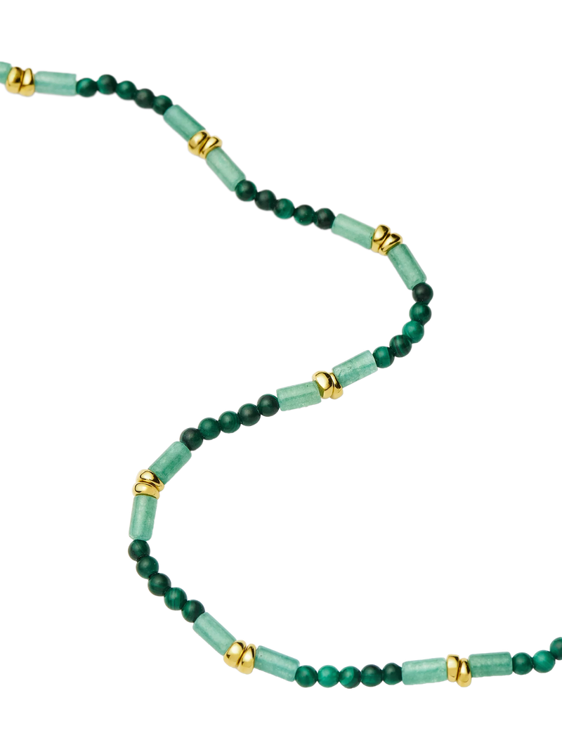 Missoma beaded choker necklace gold and green 42cm - British product