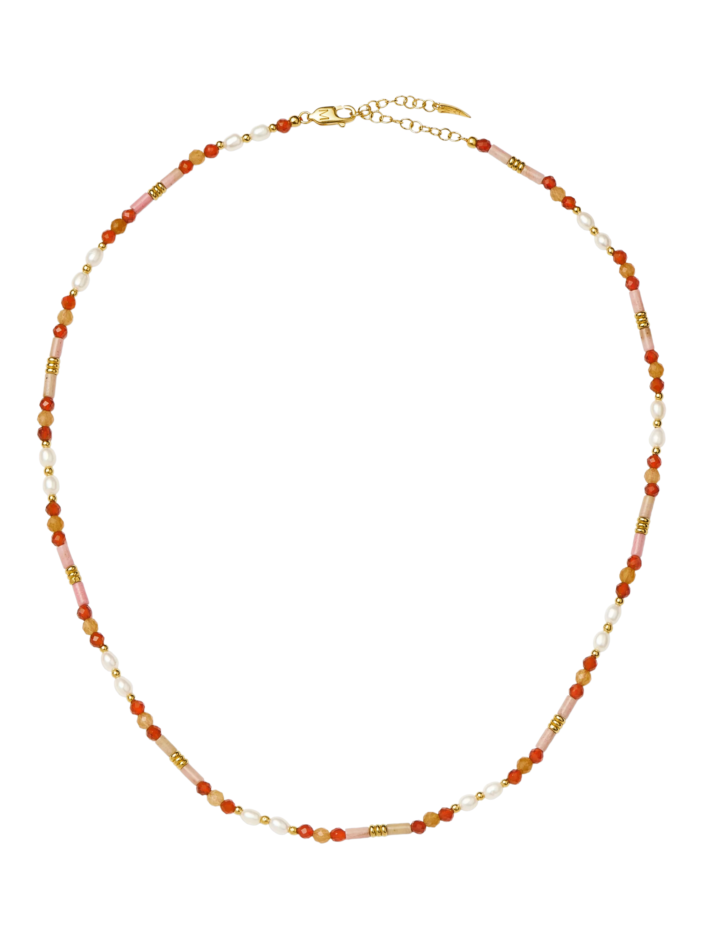 Missoma beaded gemstone necklace gold orange 45cm (British brand)