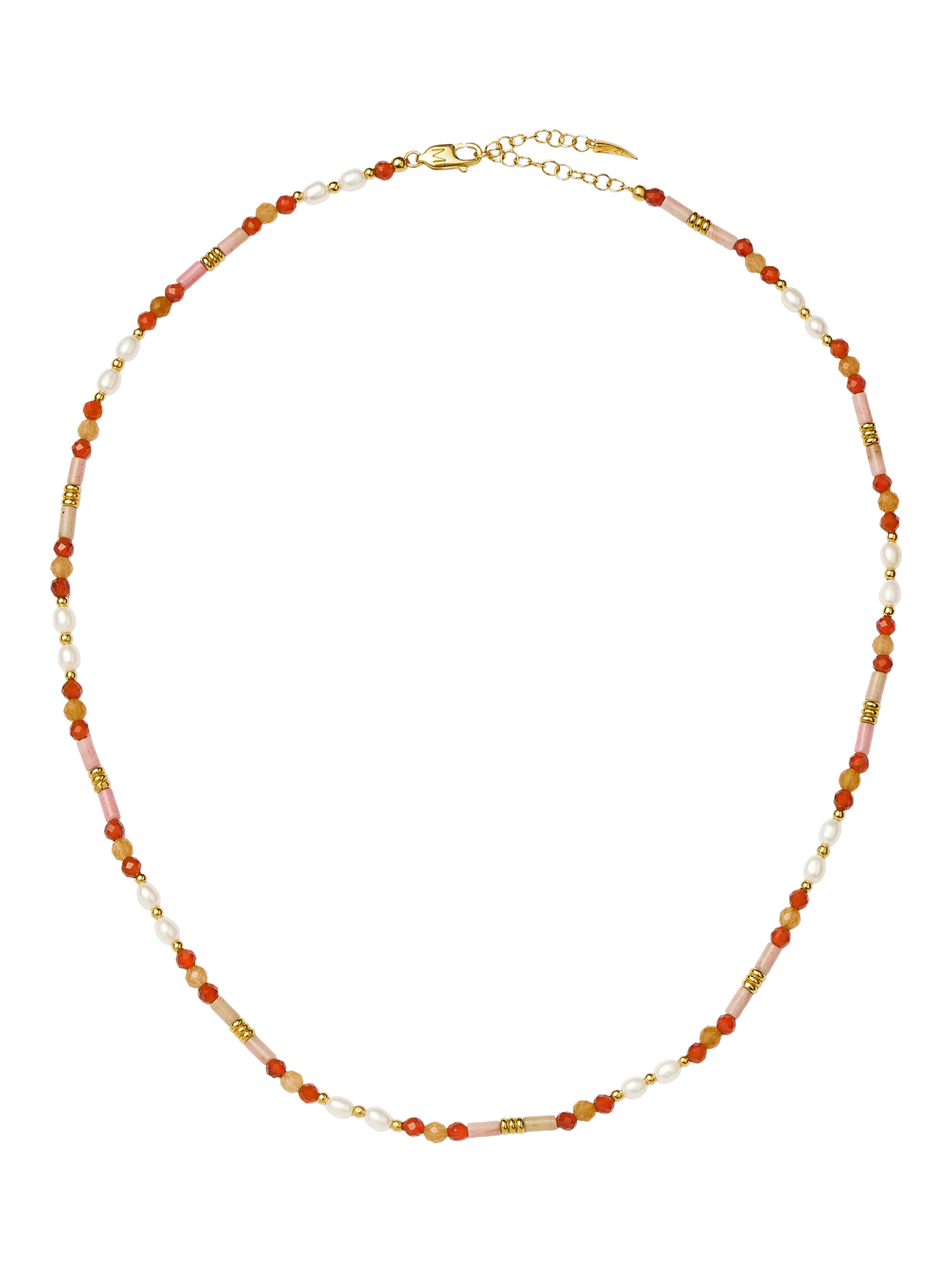 Missoma beaded gemstone necklace gold orange 45cm (British brand)