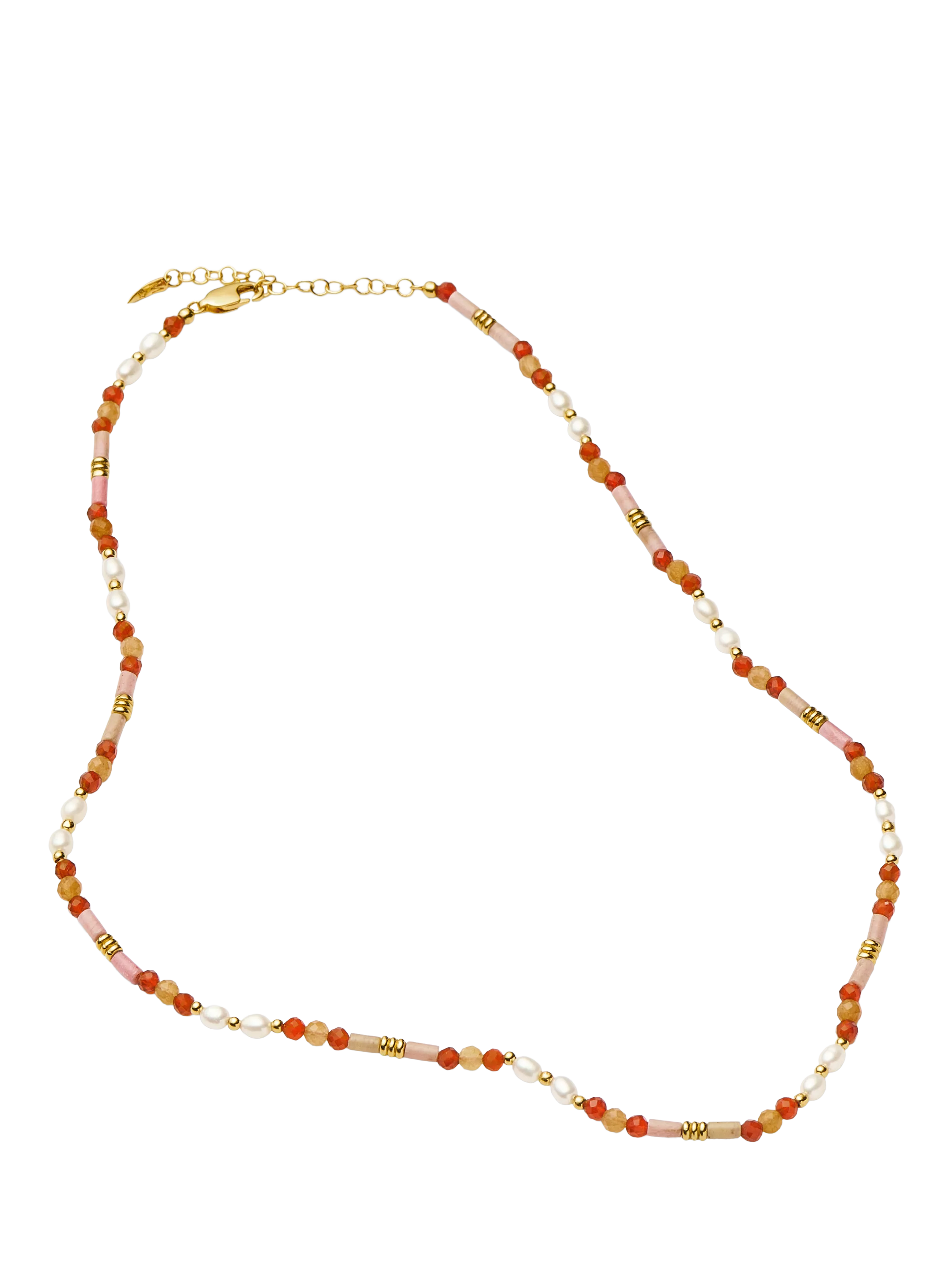 Missoma beaded gemstone necklace gold orange 45cm (British brand)
