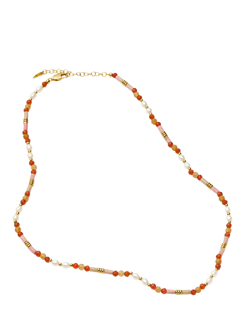 Missoma beaded gemstone necklace gold orange 45cm (British brand)