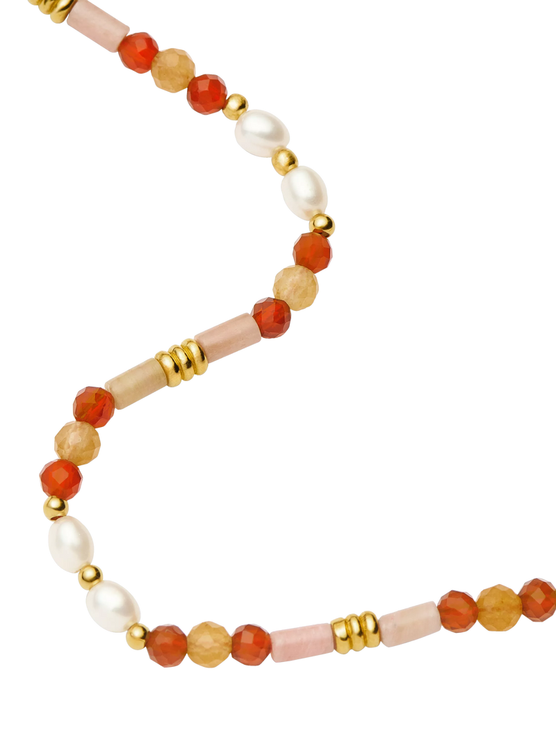 Missoma beaded gemstone necklace gold orange 45cm (British brand)