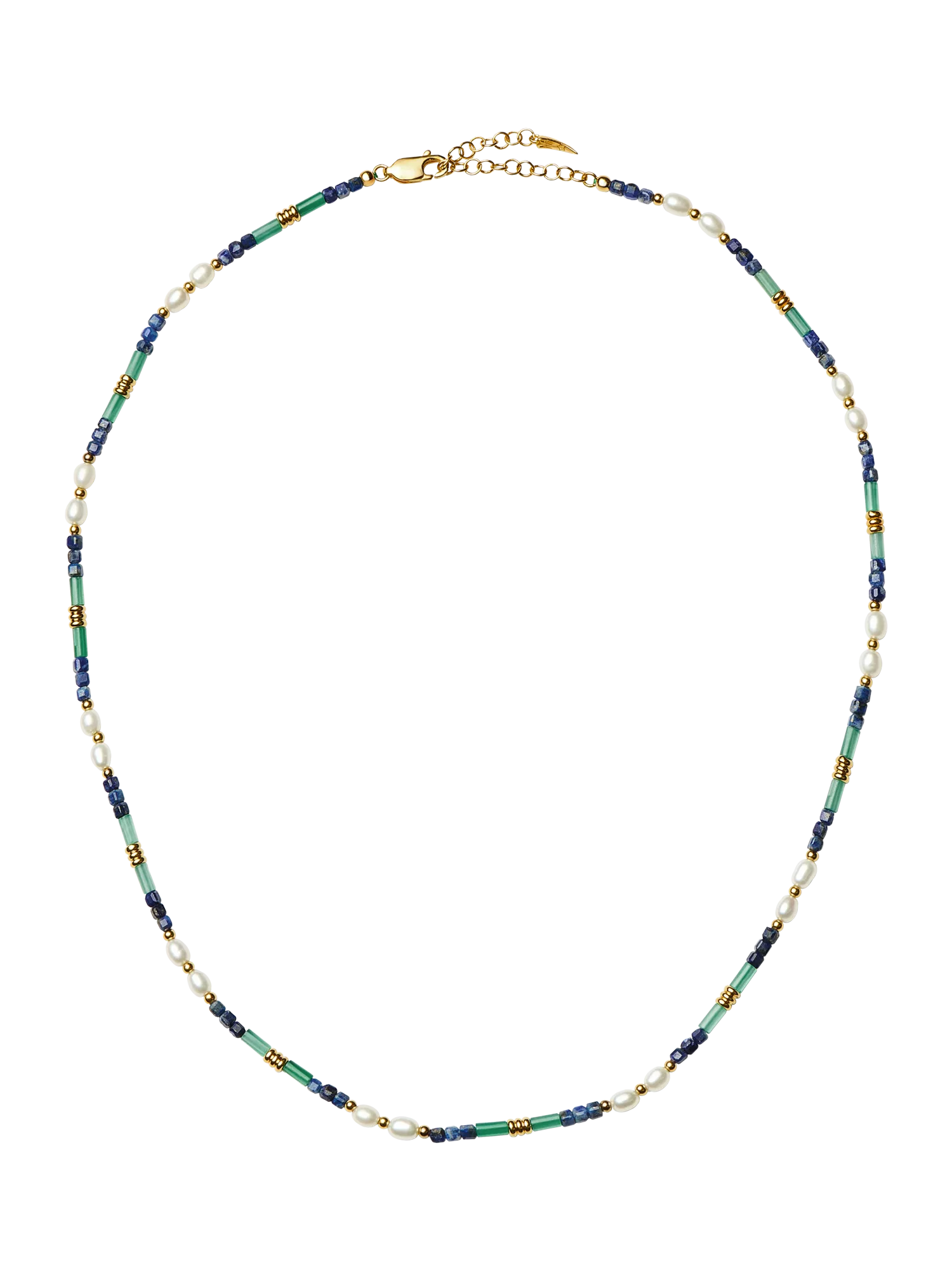 Missoma beaded gemstone necklace gold multi 45cm, imported from the UK