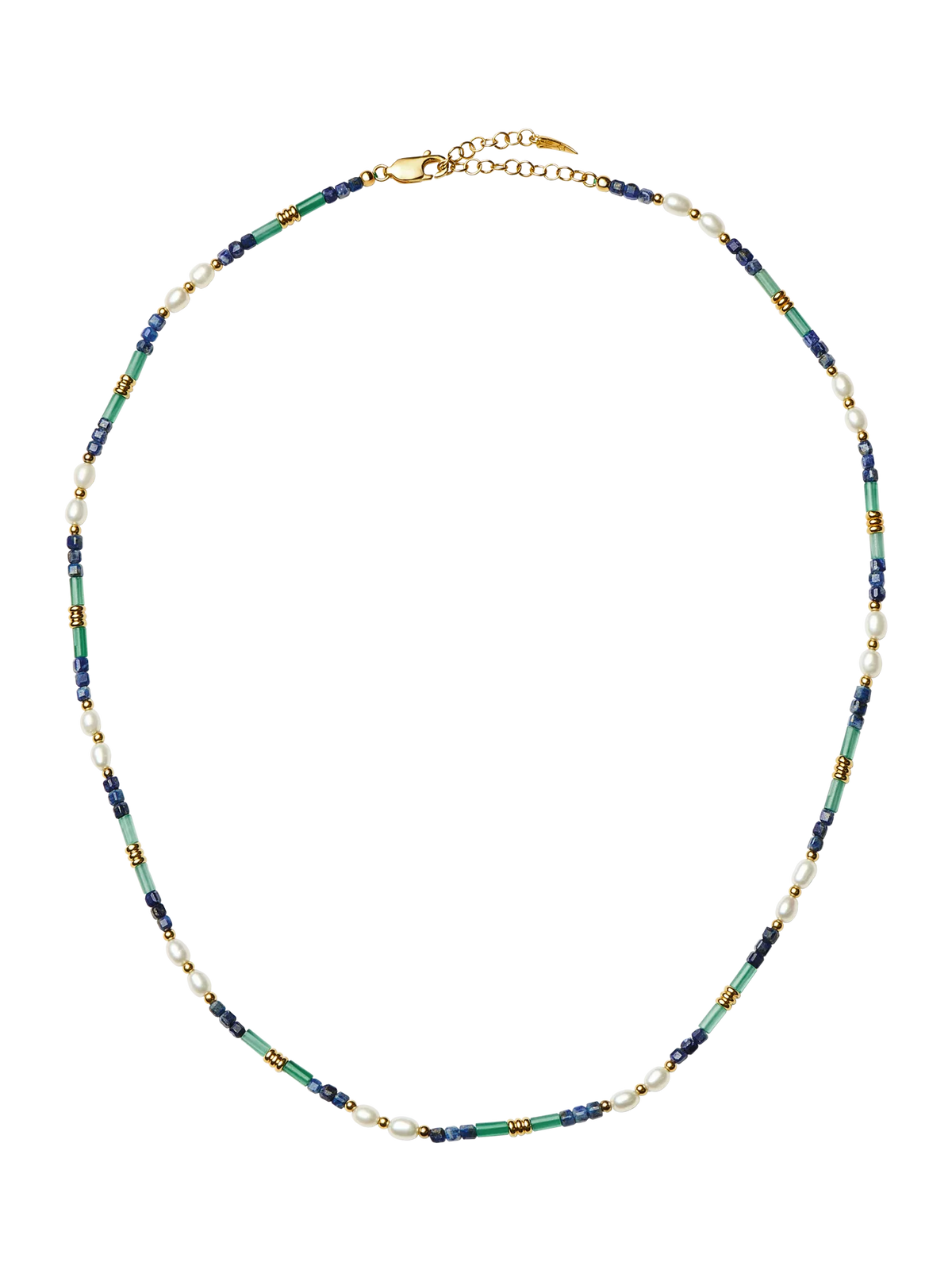 Missoma beaded gemstone necklace gold multi 45cm, imported from the UK