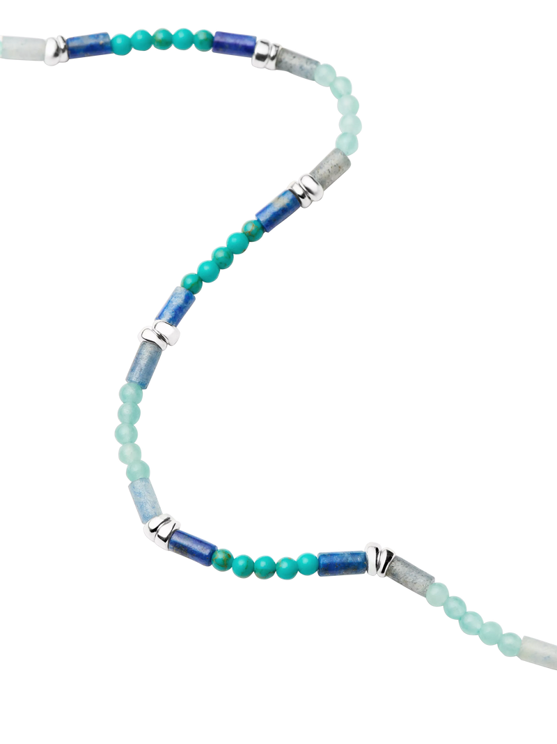 Missoma beaded gemstone choker silver blue, UK version