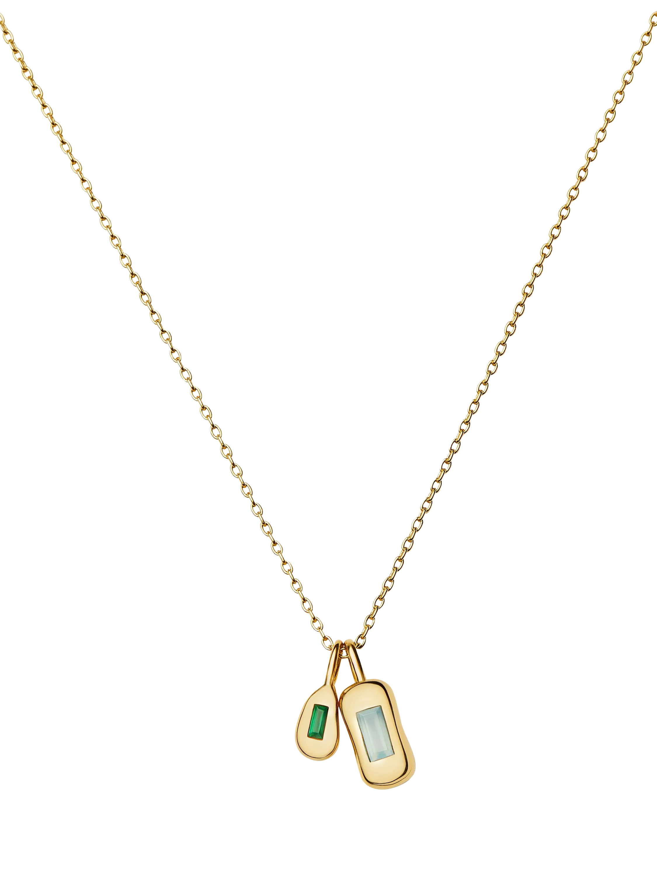 Missoma Gemstone Pendant Charm Necklace with Blue and Green Onyx