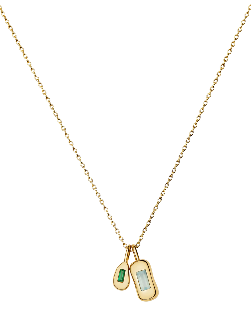 Missoma Gemstone Pendant Charm Necklace with Blue and Green Onyx
