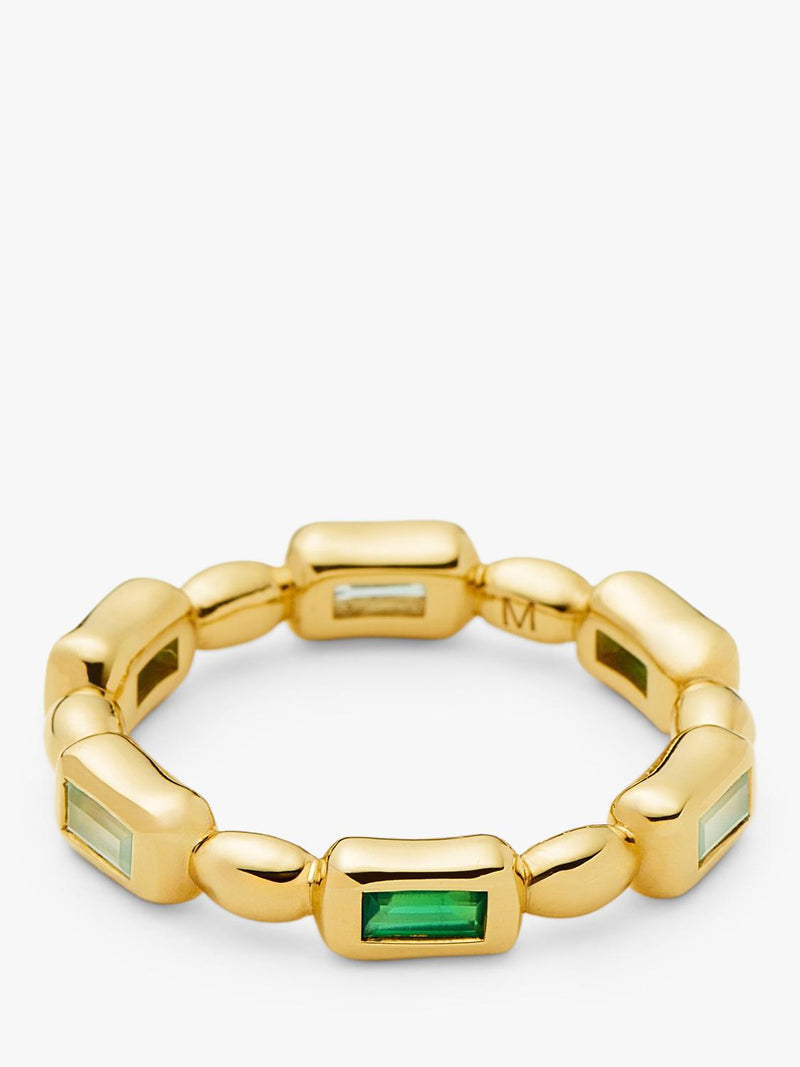 Missoma sculptural stacking ring blue and green onyx gold plated brass, imported from the UK