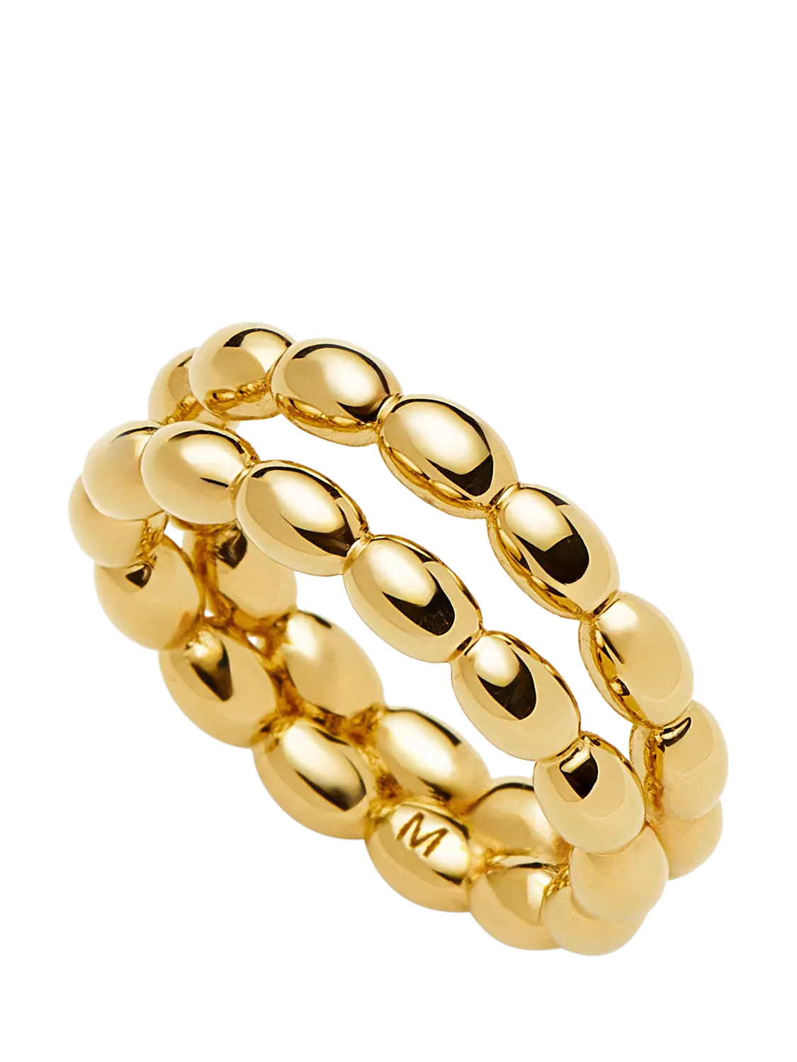 Missoma Molten Olive double band stacking ring in gold, imported from the UK