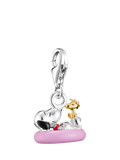 THOMAS SABO Snoopy Woodstock bath ring charm pendant in silver and pink enamel, imported from the UK