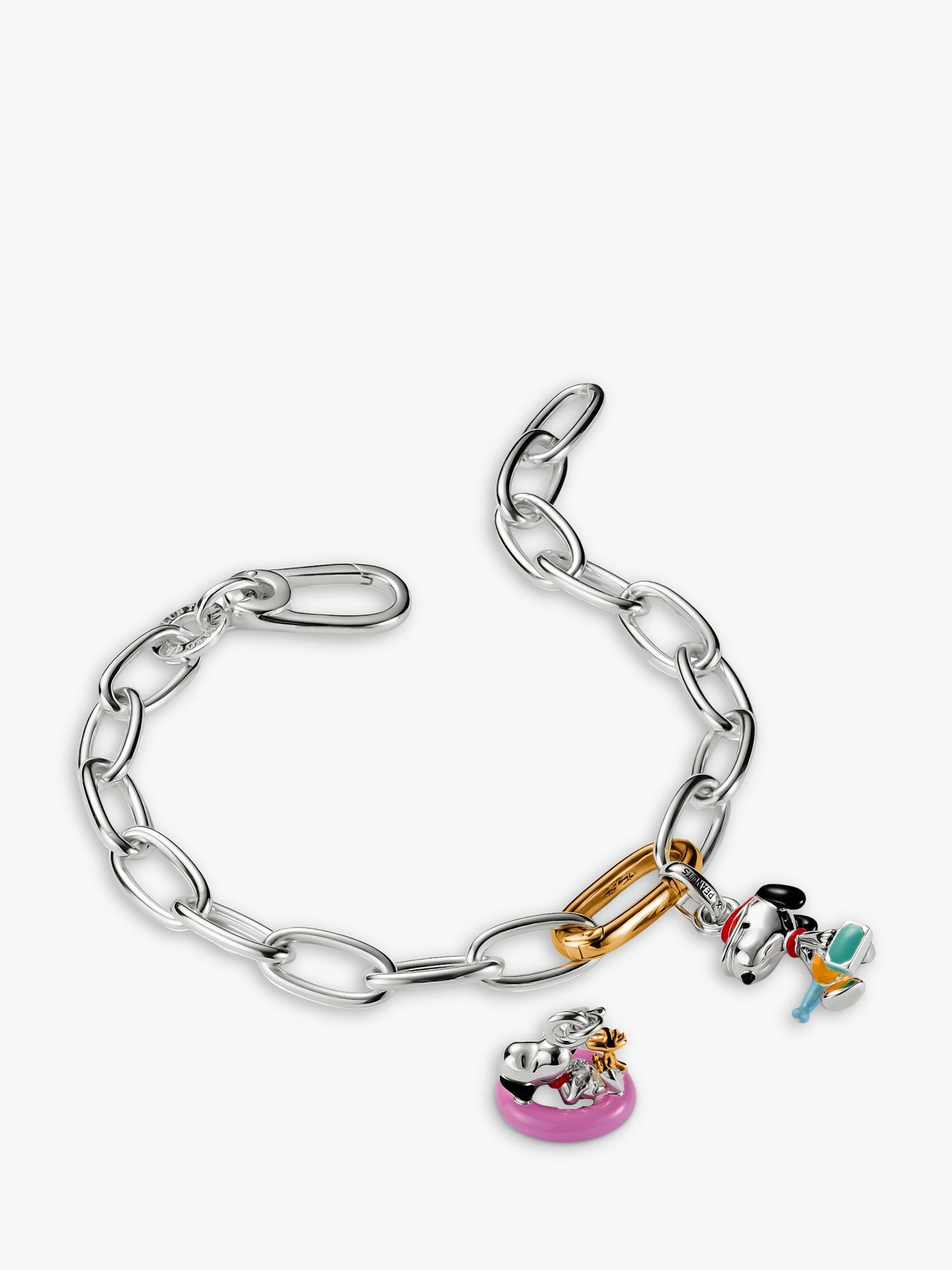 THOMAS SABO Snoopy Woodstock bath ring charm pendant in silver and pink enamel, imported from the UK