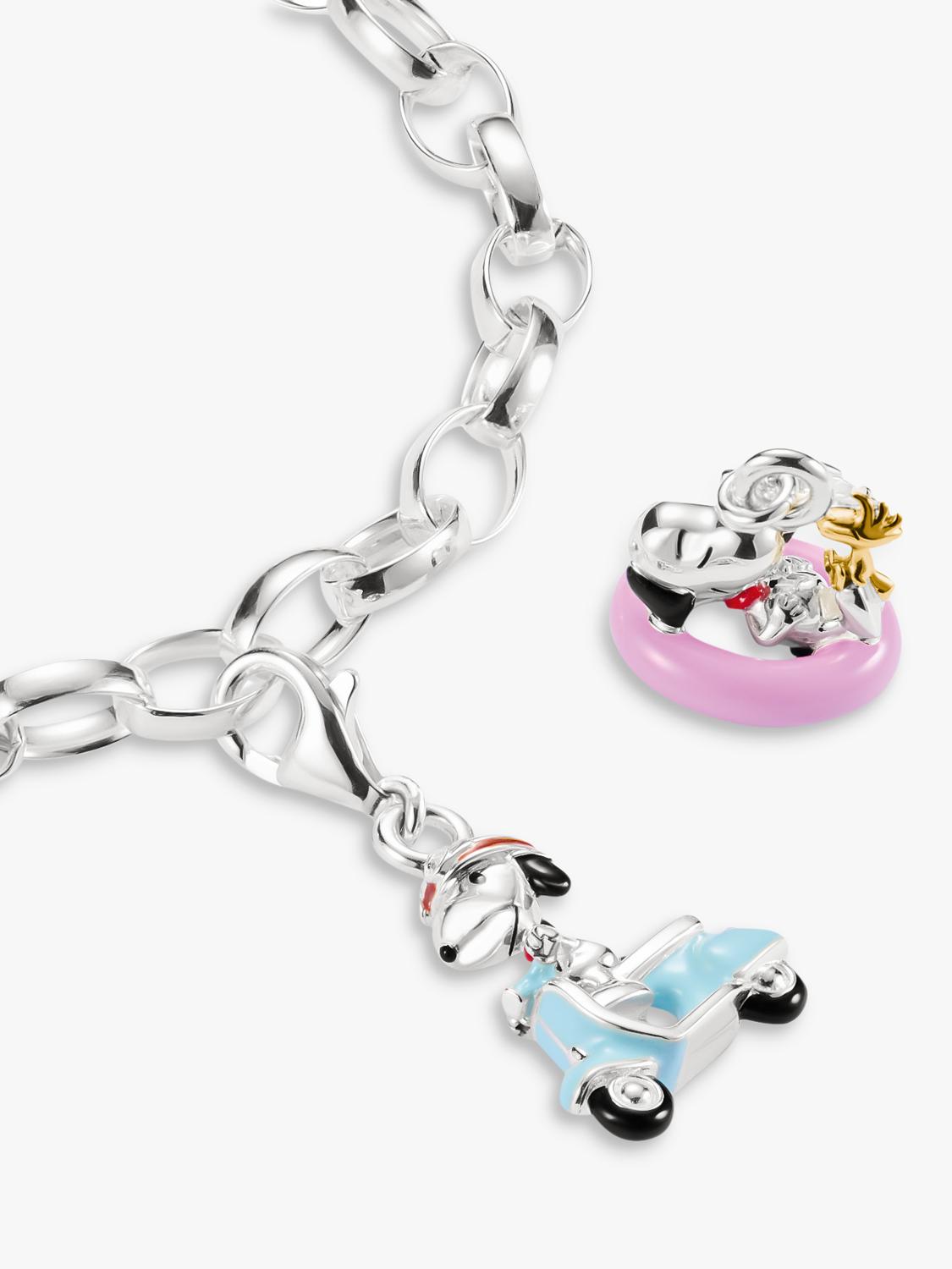 THOMAS SABO Snoopy Woodstock bath ring charm pendant in silver and pink enamel, imported from the UK