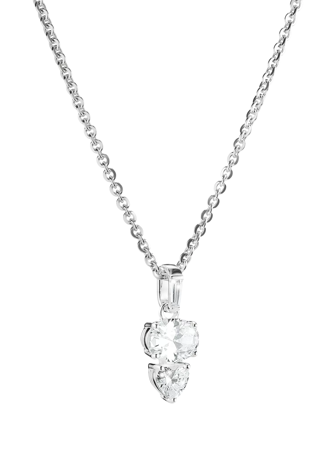 THOMAS SABO oval and heart zirconia necklace silver, UK version