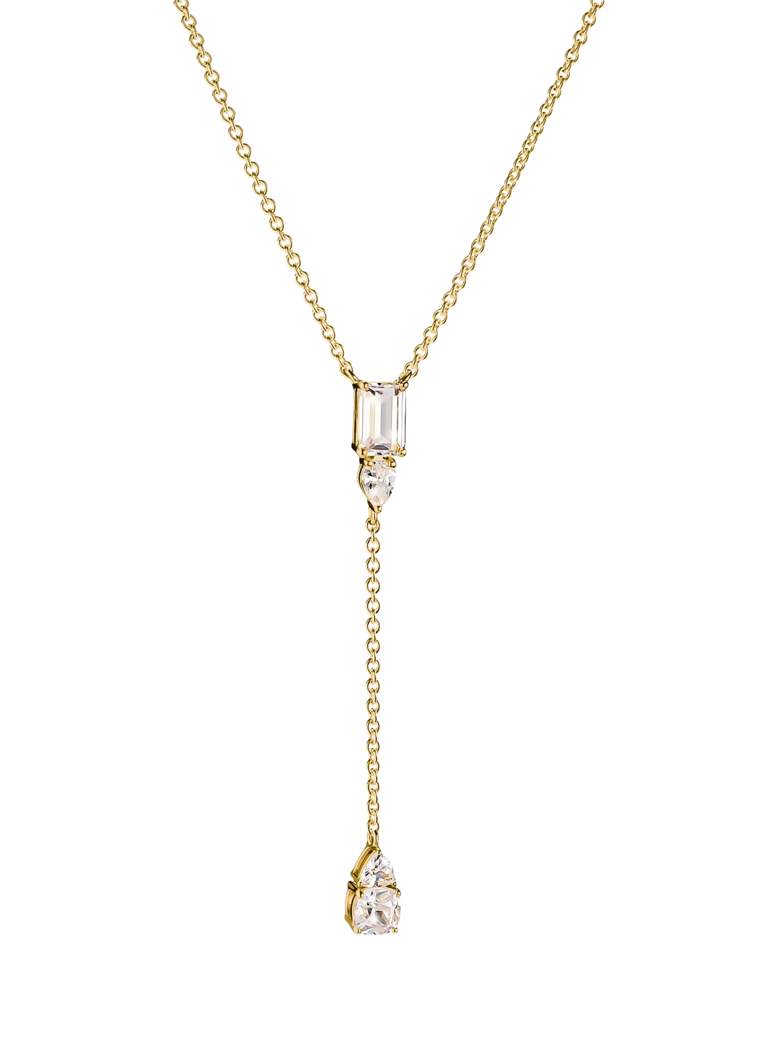 THOMAS SABO yellow gold Y necklace with zirconia stones, imported from the UK