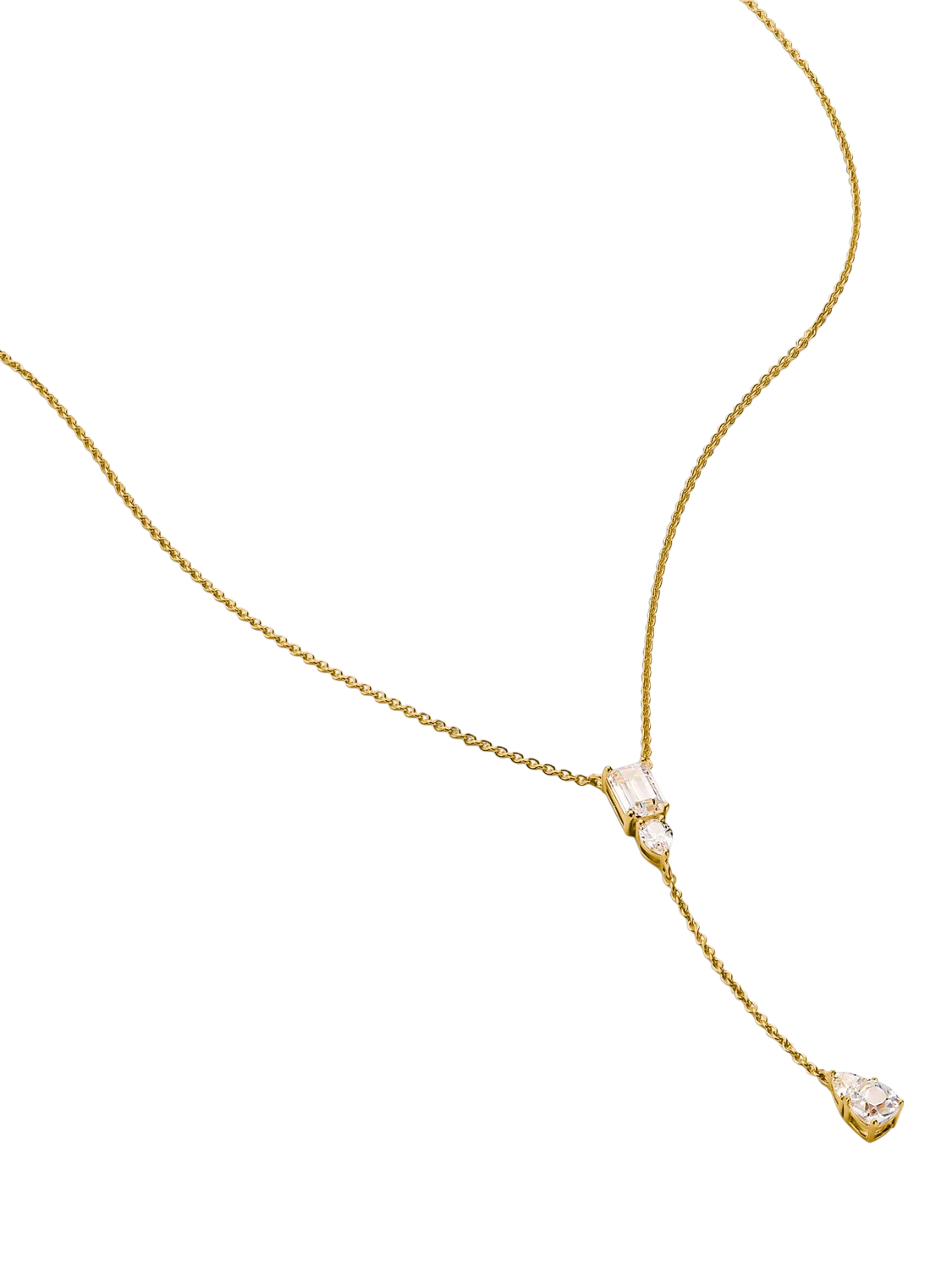 THOMAS SABO yellow gold Y necklace with zirconia stones, imported from the UK