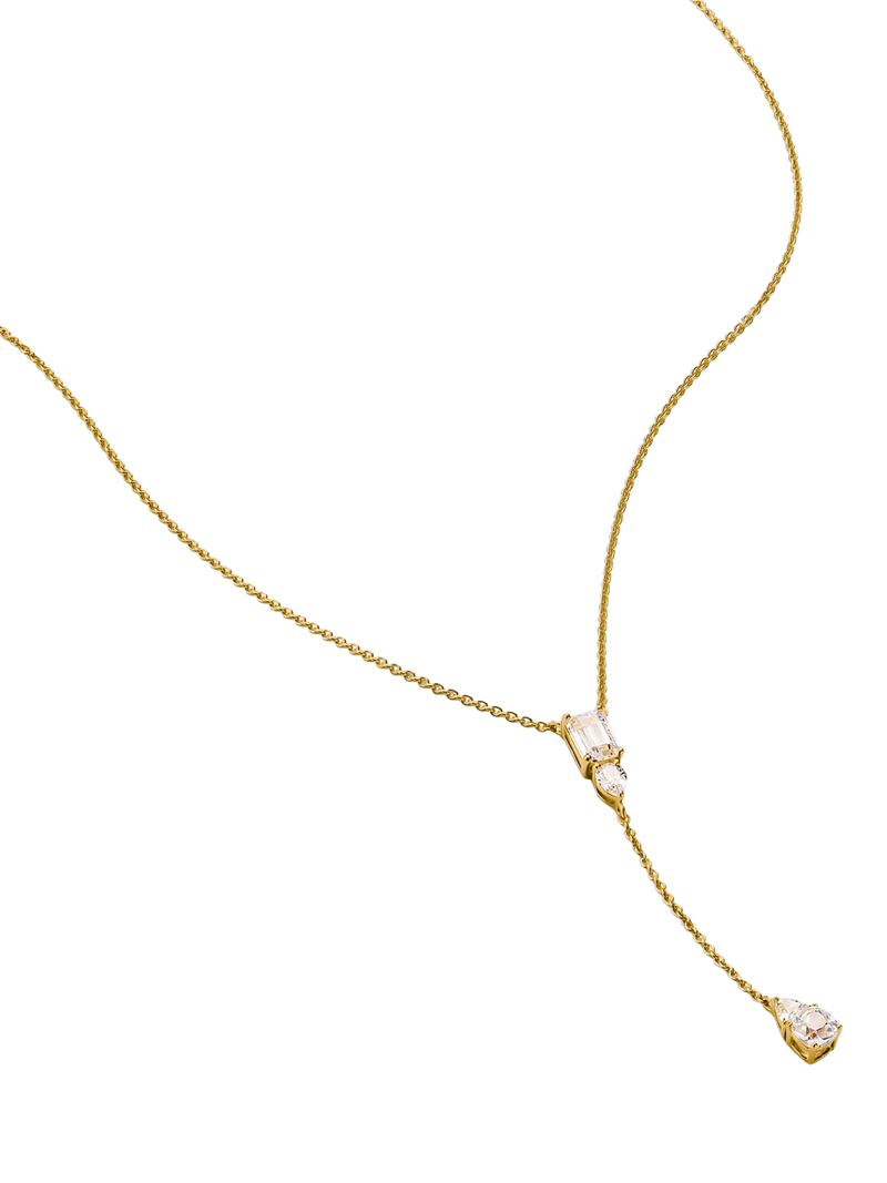 THOMAS SABO yellow gold Y necklace with zirconia stones, imported from the UK