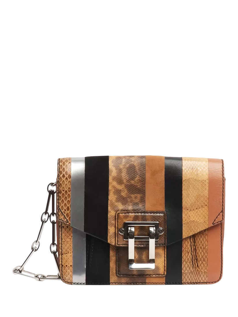 Proenza Schouler clutch bag brown striped exotic leather 19cm (British brand)