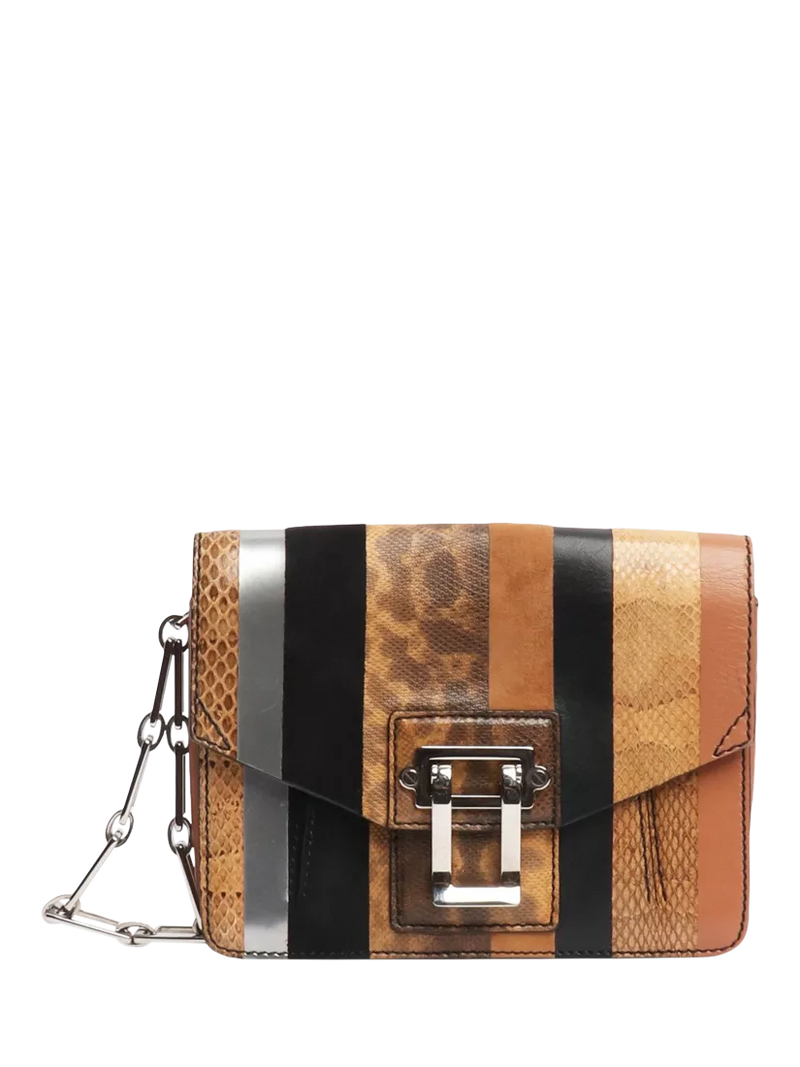 Proenza Schouler clutch bag brown striped exotic leather 19cm (British brand)