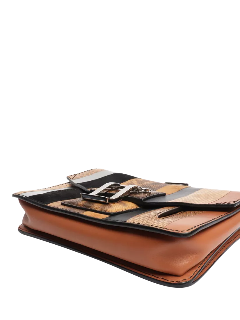 Proenza Schouler clutch bag brown striped exotic leather 19cm (British brand)