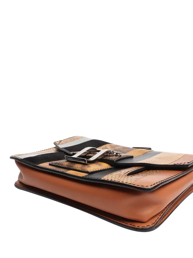 Proenza Schouler clutch bag brown striped exotic leather 19cm (British brand)